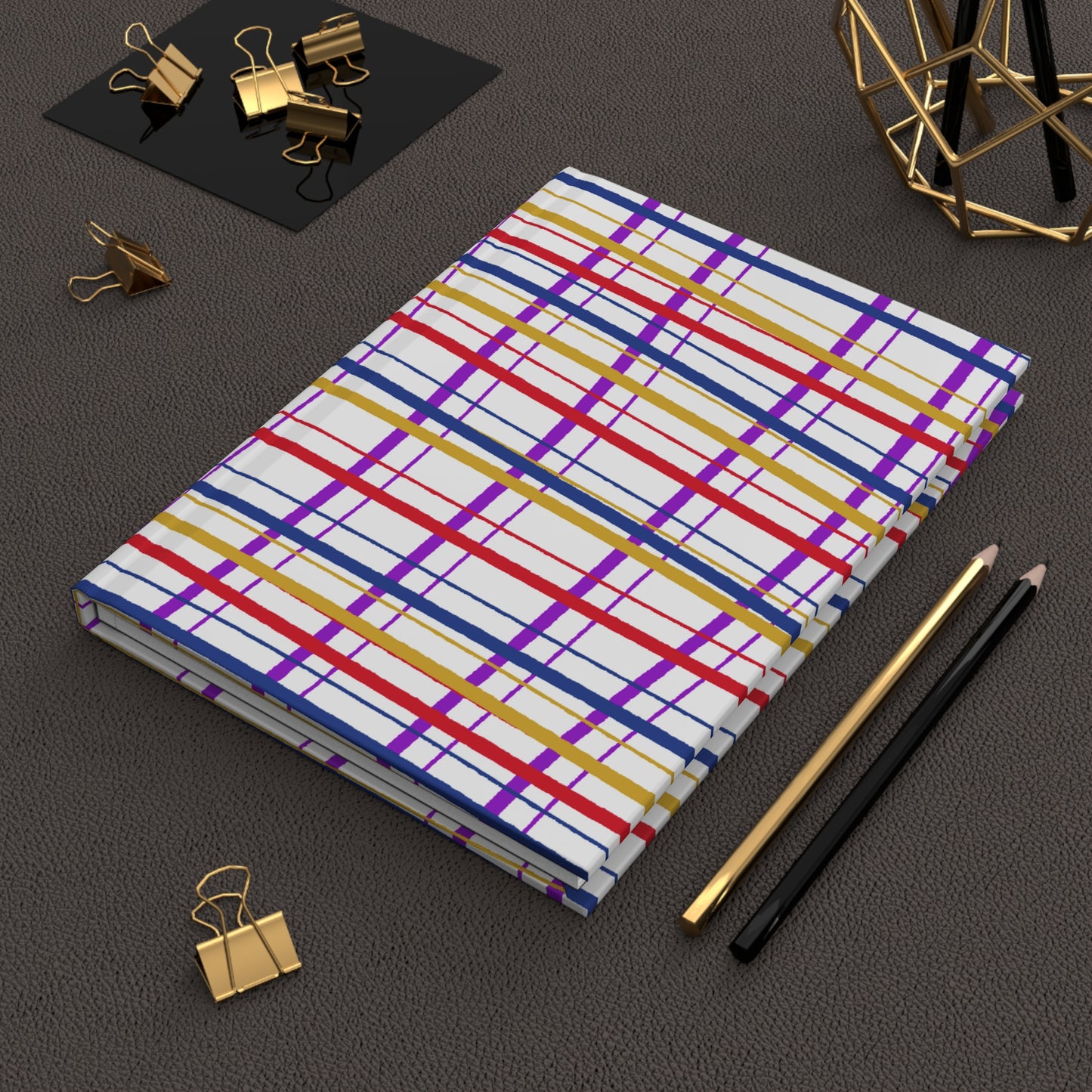 Journal, Hard Cover, Wonky Plaid Design