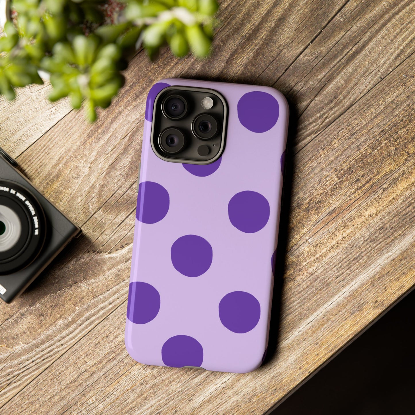 Phone Case, Purple Polka Dot Design, Tough Phone Case