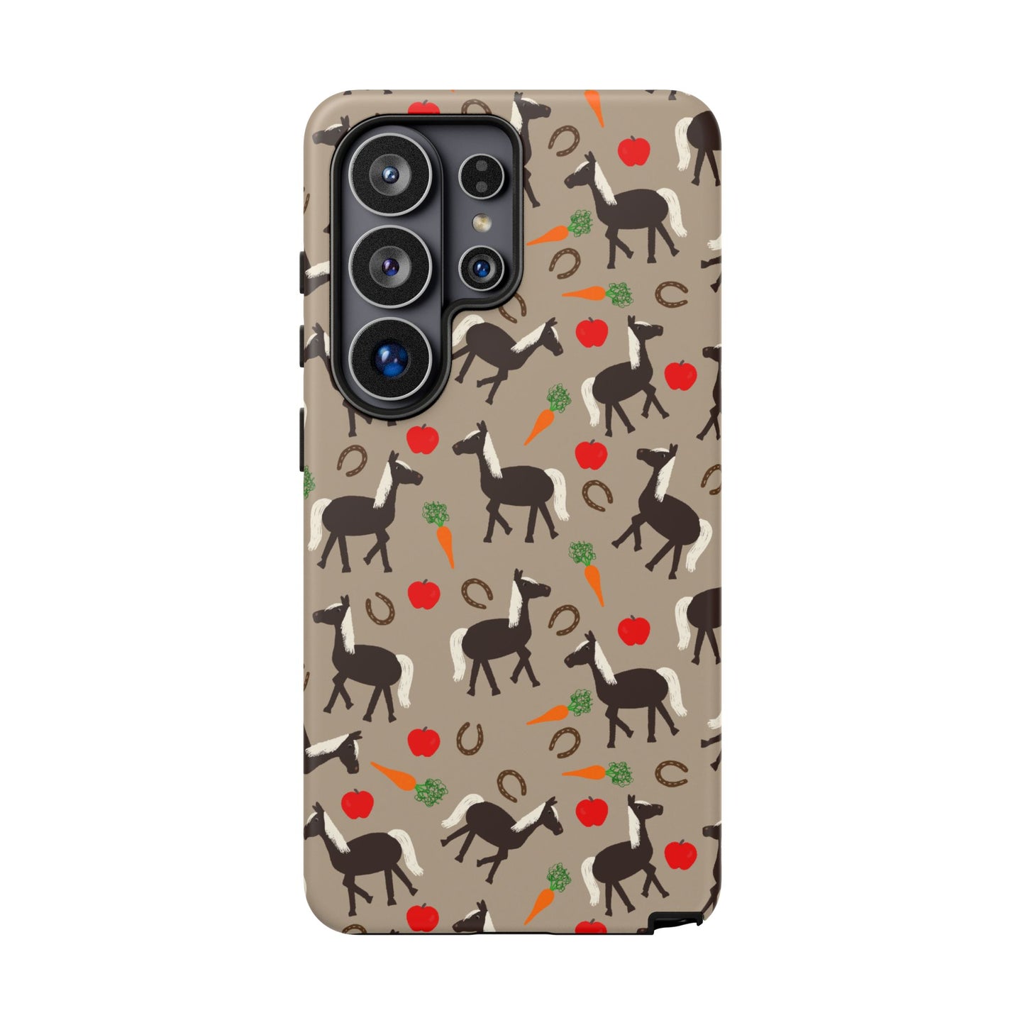 Phone Case, Horses, Carrots and Apples on Tan, Tough Phone Case, Horse Lovers, Year of the Horse