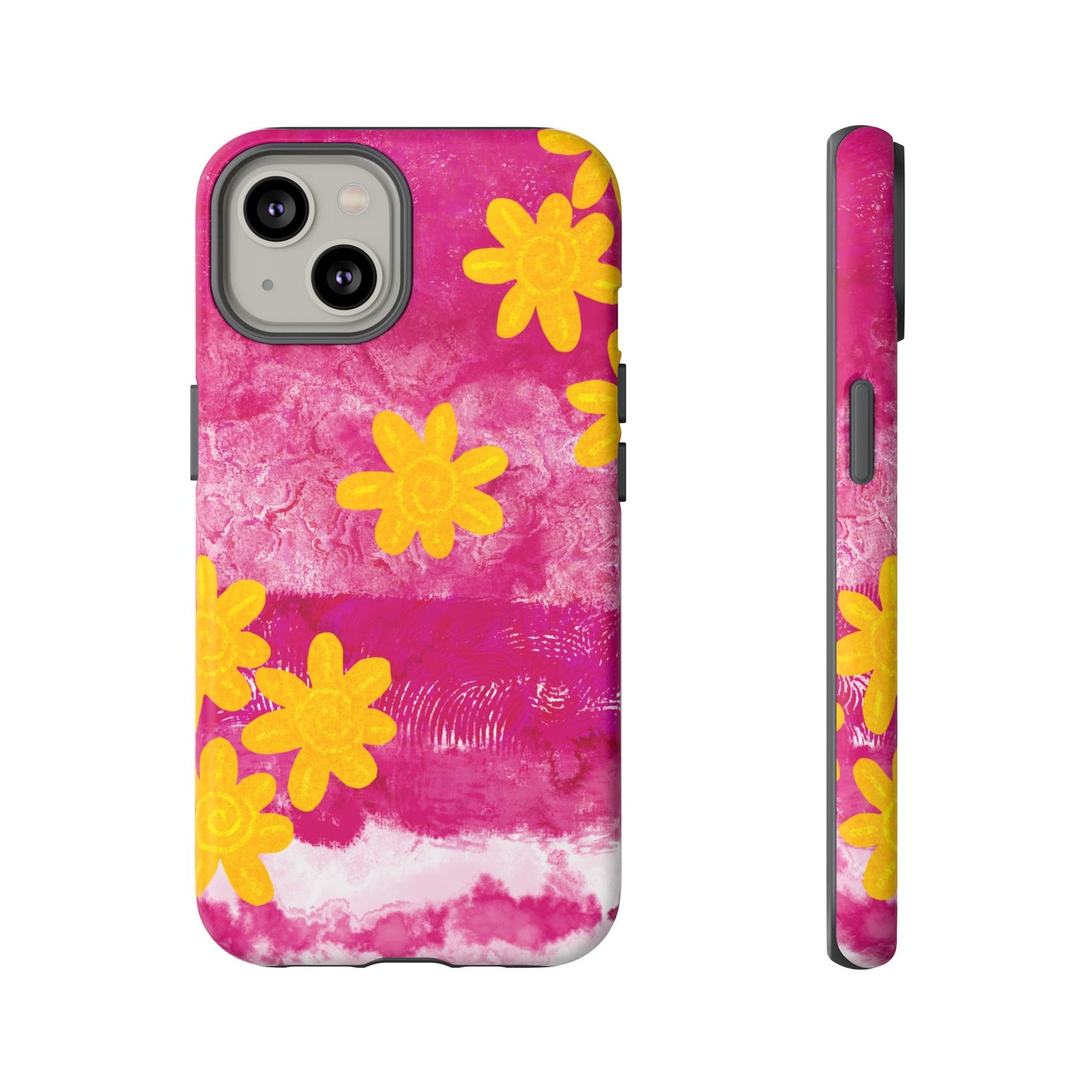 Yellow Flowers on Raspberry Phone Case| Tough Case