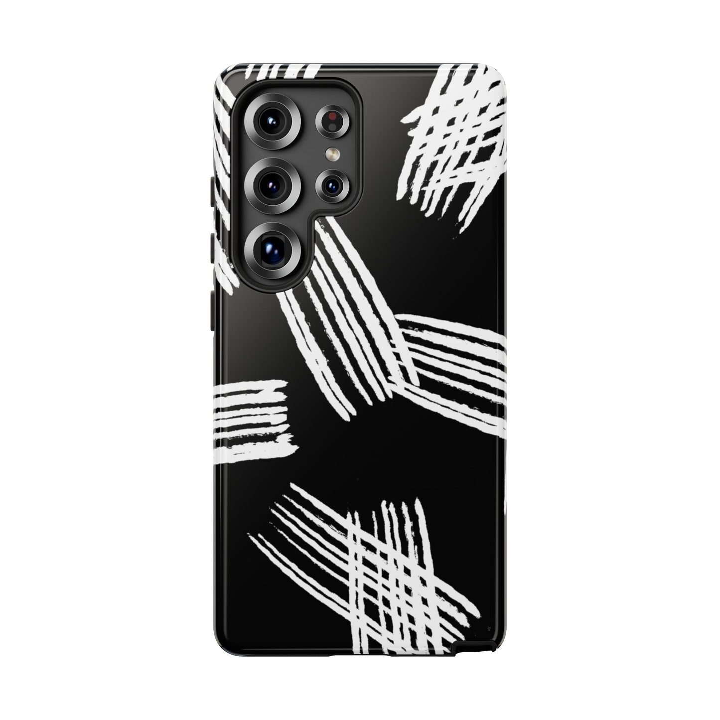 Phone Case, B & W Artistic Brush Strokes Design, Tough Phone Case