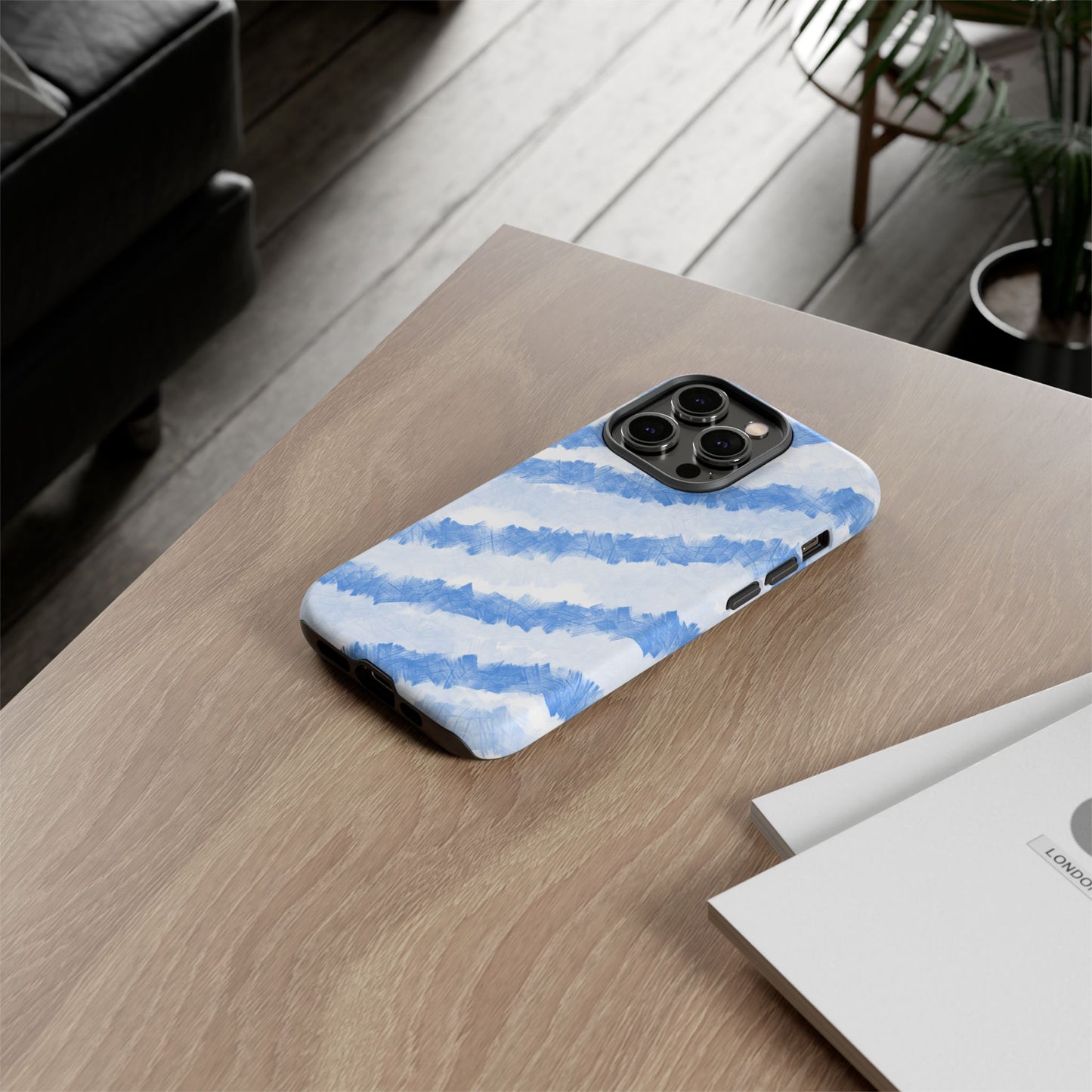 Chunky Blue Stripes Phone Case| Tough Case