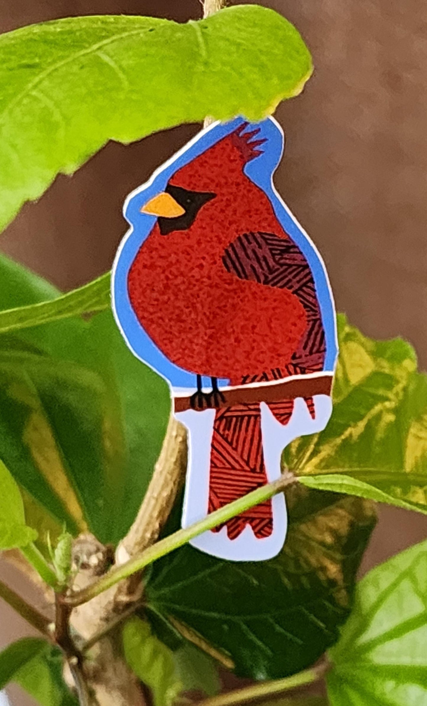 Sticker, Red Cardinal Bird Design, Vinyl, Die-Cut, 3 Inches
