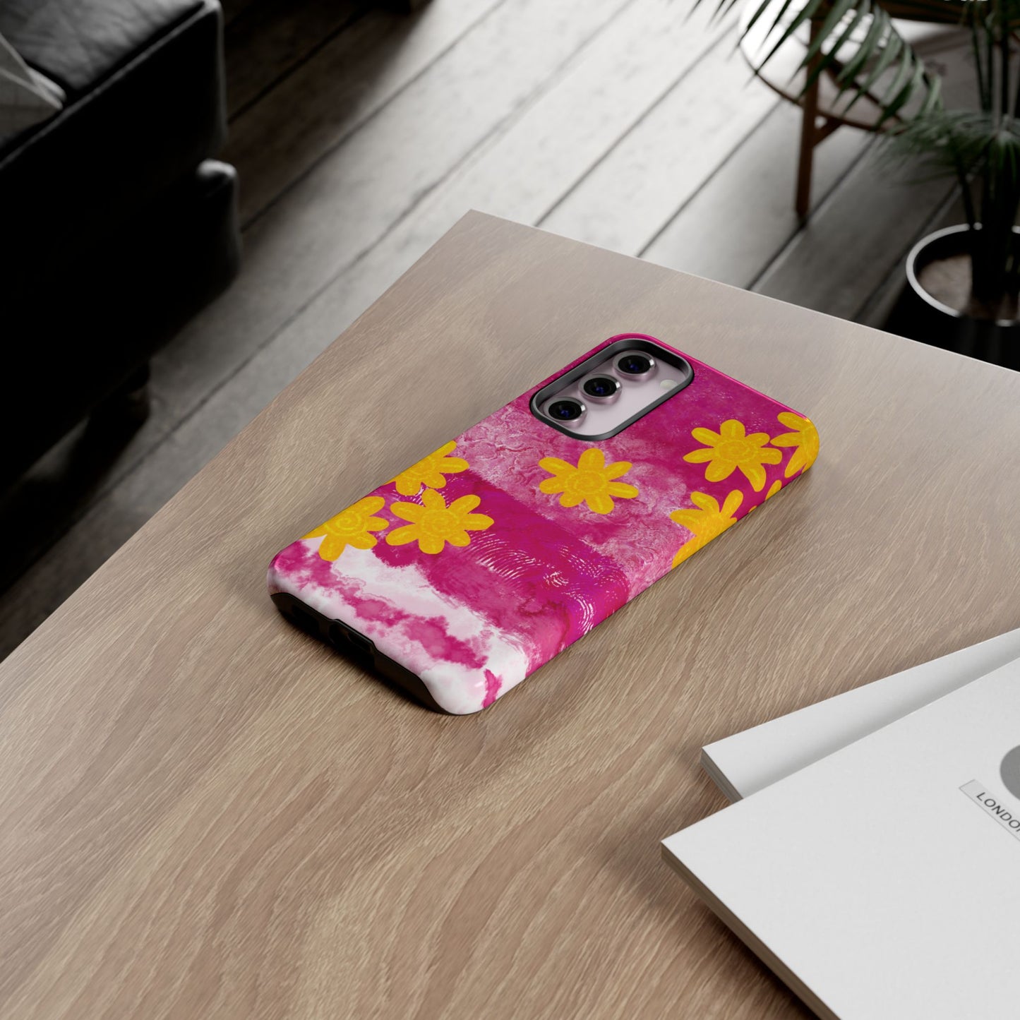 Yellow Flowers on Raspberry Phone Case| Tough Case