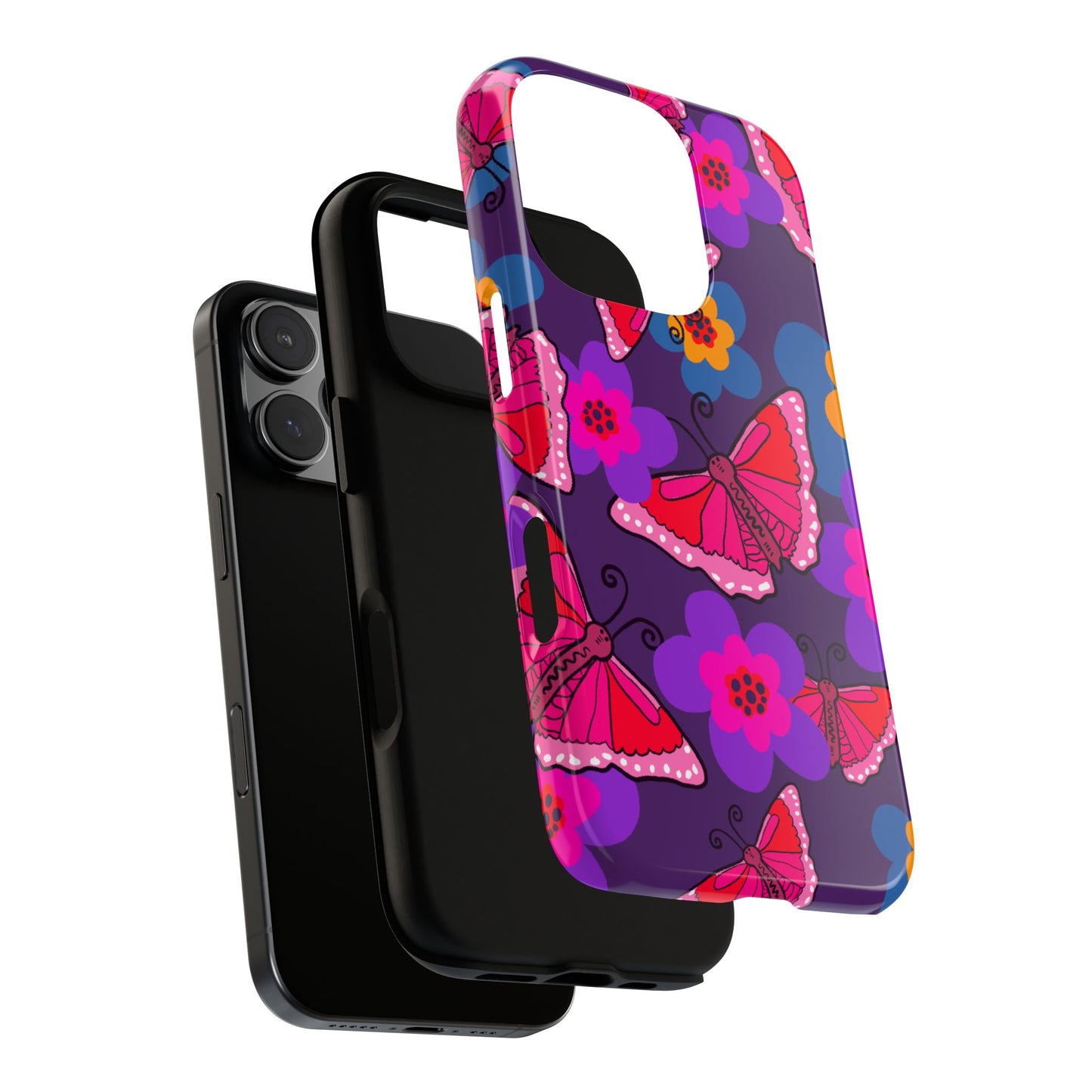 Phone Case, Pink Butterfly Design, Tough Phone Case