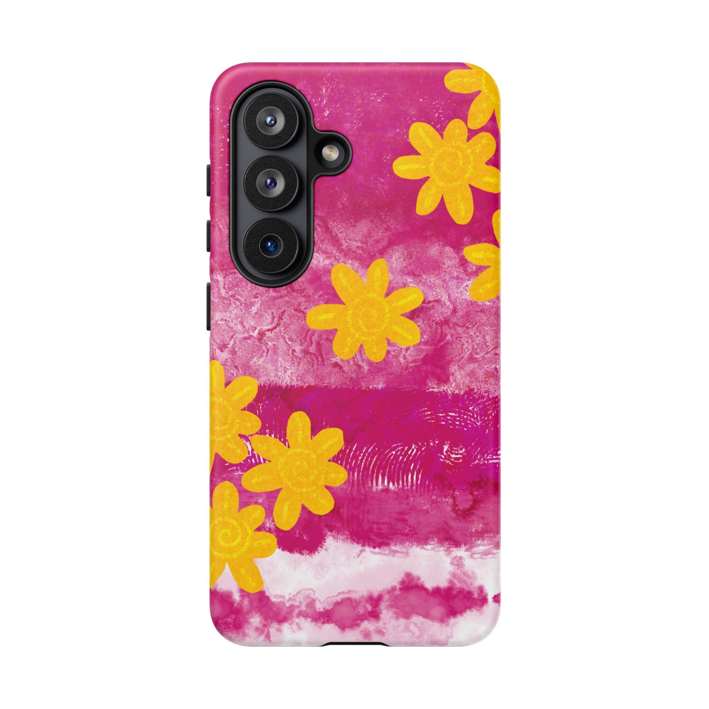 Yellow Flowers on Raspberry Phone Case| Tough Case