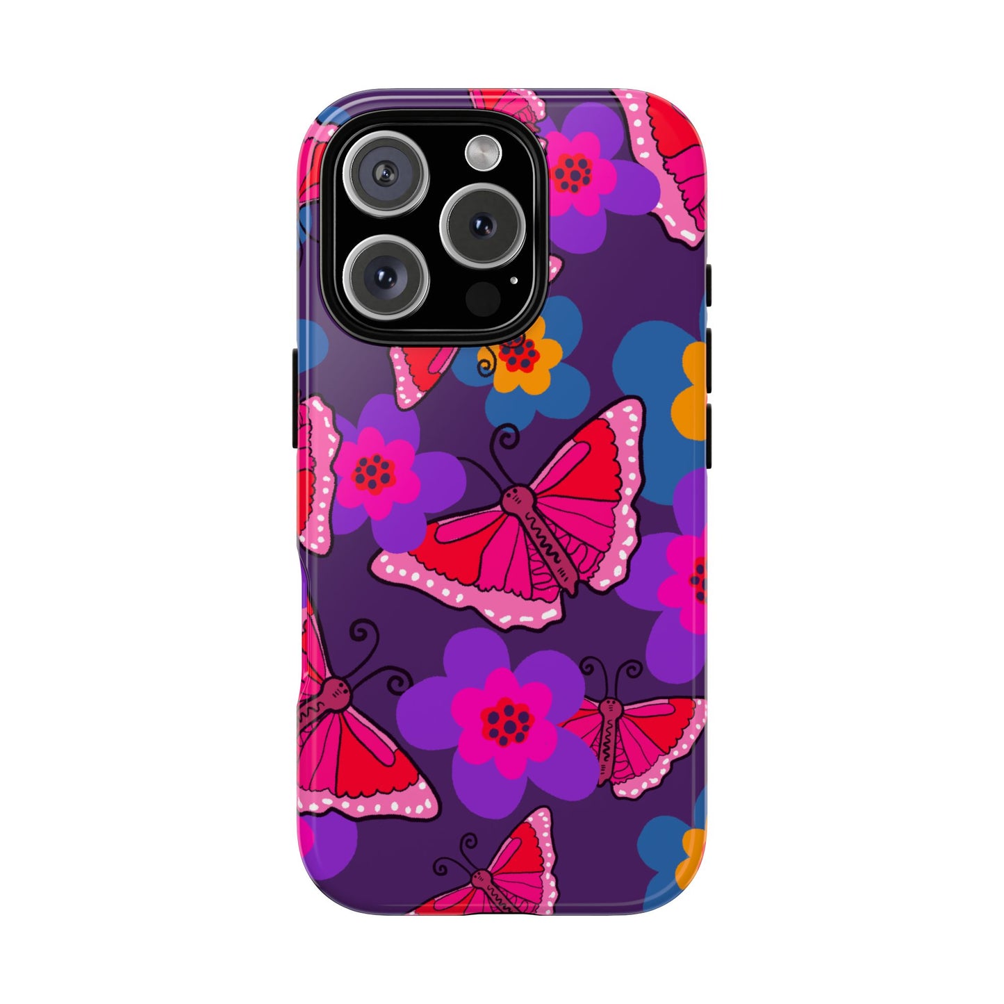 Phone Case, Pink Butterfly Design, Tough Phone Case
