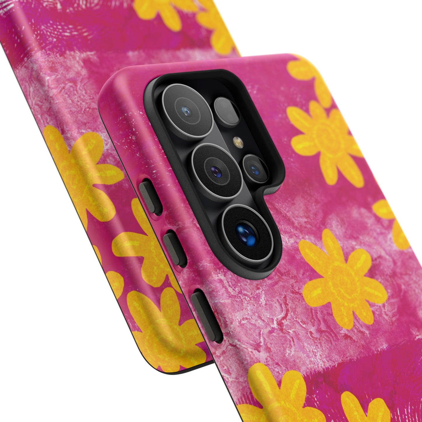 Yellow Flowers on Raspberry Phone Case| Tough Case