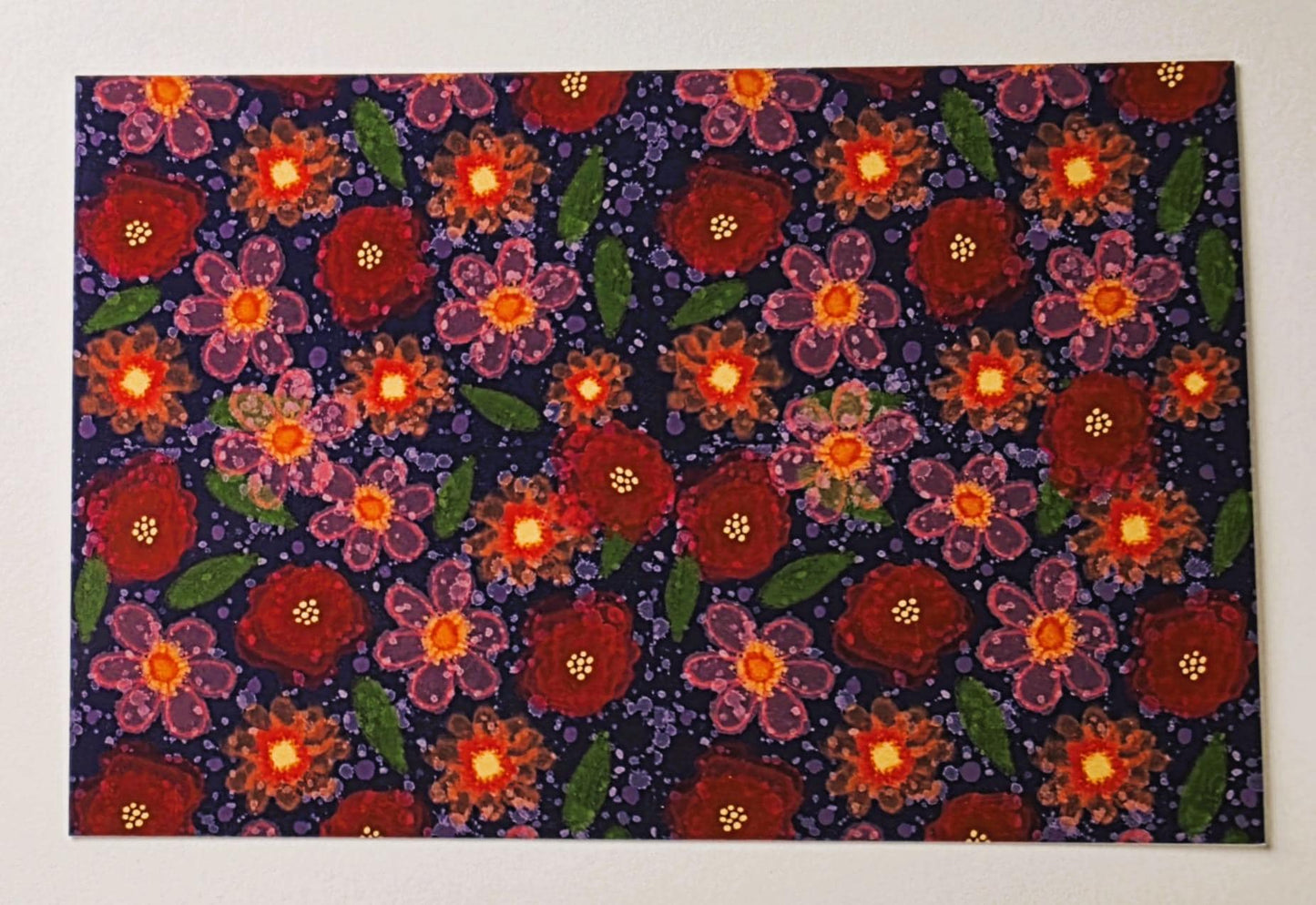 Blue Floral Post Card, Charming Flowers Blank Card, 4" x 6" Art Print