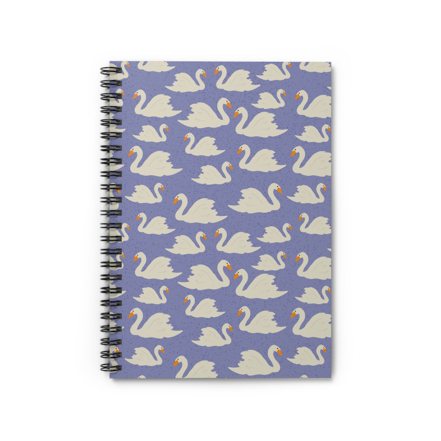 Spiral Notebook, Swans on Blue Design, 6" x 8", Inside Pocket, Lined Paper