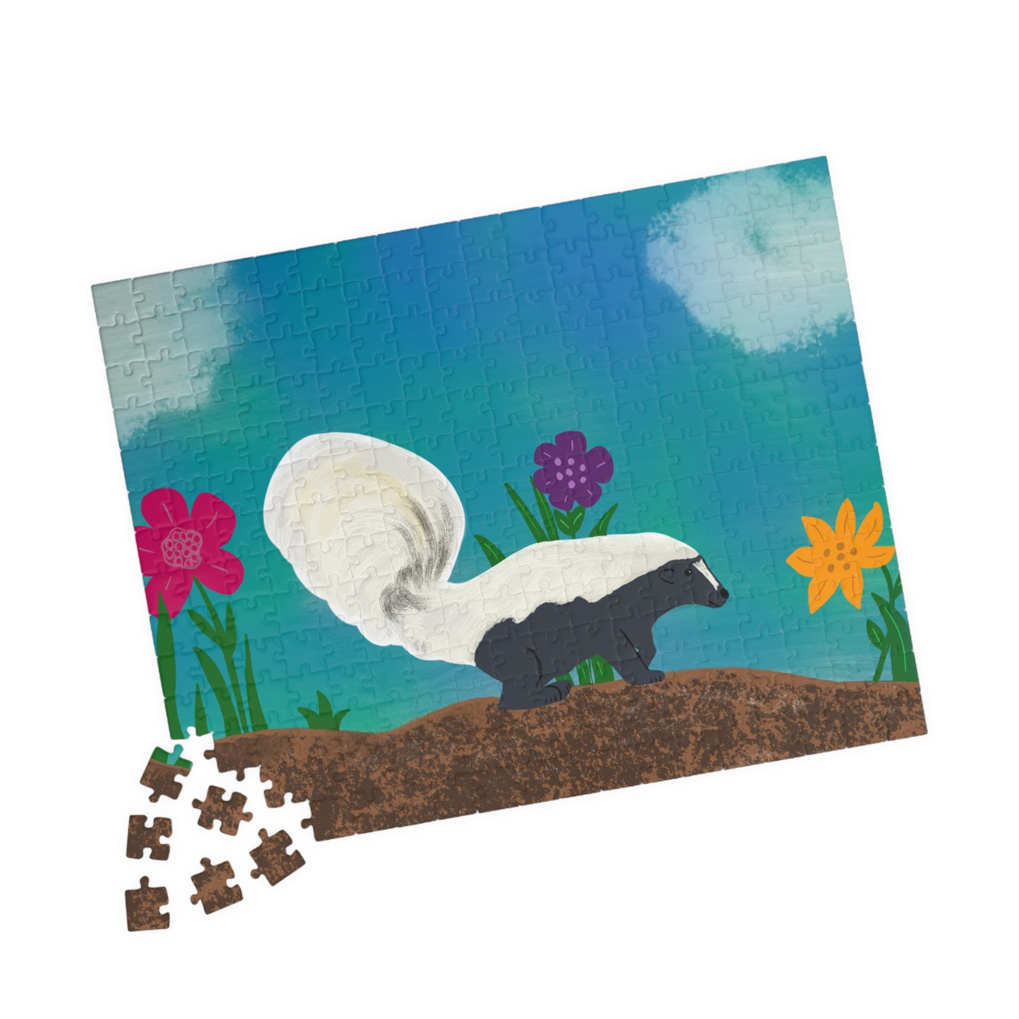 Puzzle, Skunk in Flowers Design, Family Fun, Jigsaw Puzzle, 110-520 Pieces