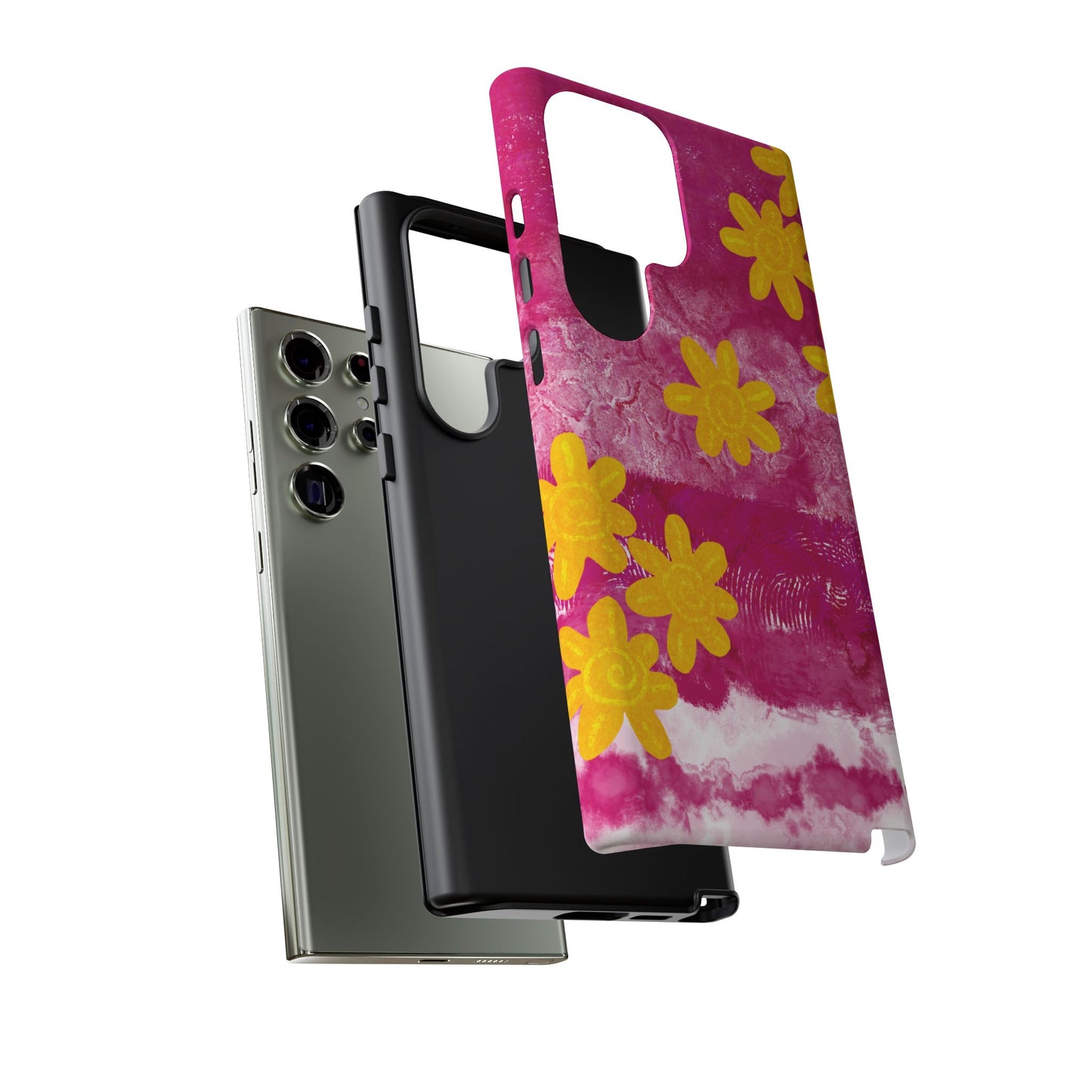 Yellow Flowers on Raspberry Phone Case| Tough Case