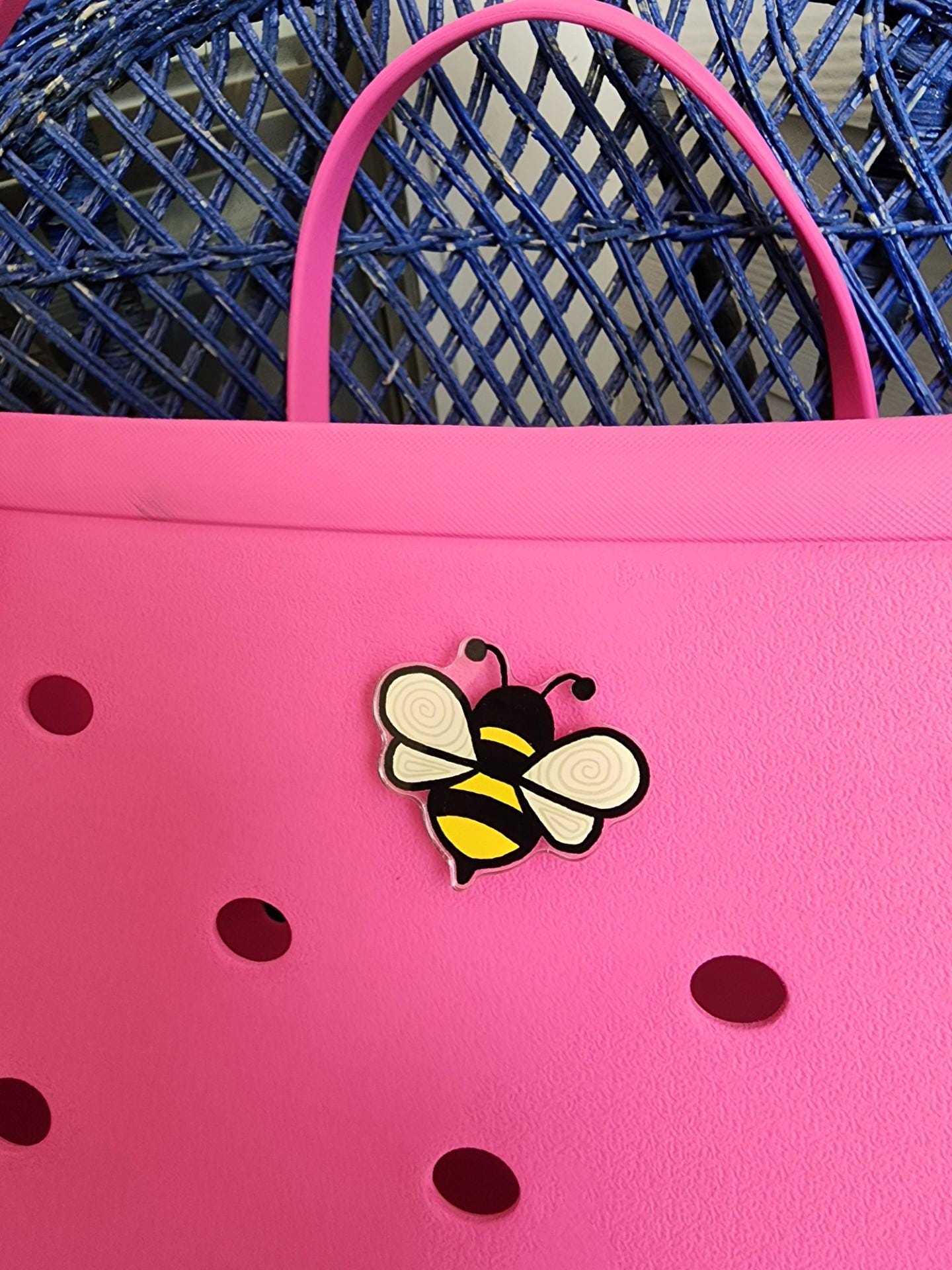 Bag Charm, Acrylic Bee with Bog Bag Type Backing, 2 Inches