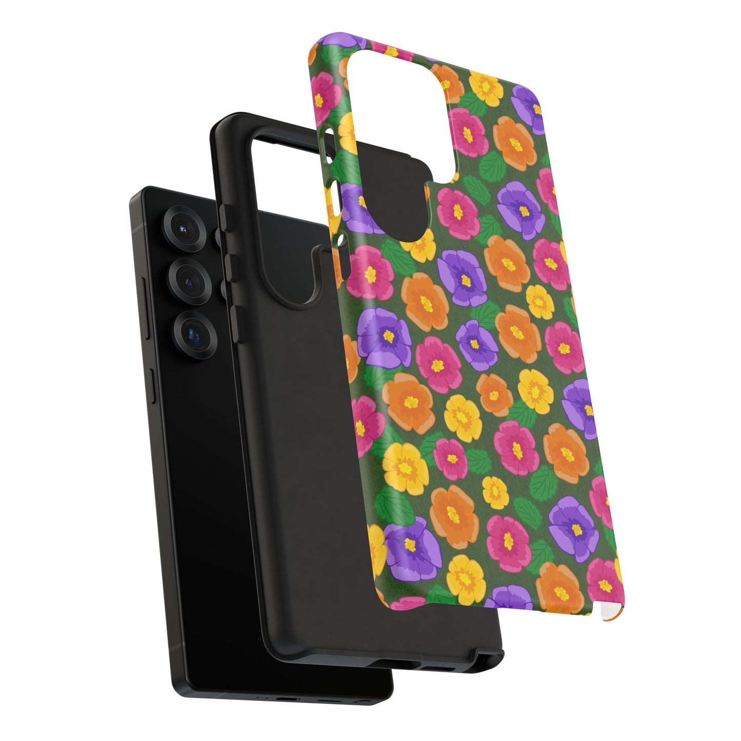 Phone Case, Pansies Artistic Design, Tough Phone Case
