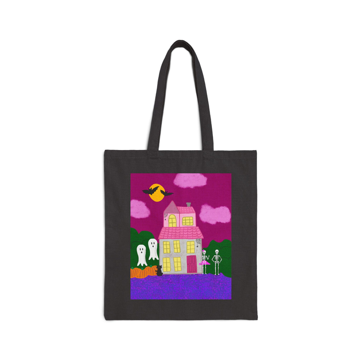 Haunted House Spooky Tote Bag, Halloween Trick or Treat Gift, Pumpkin Ghost Canvas Bag, Cute Reusable Grocery Tote, [...]