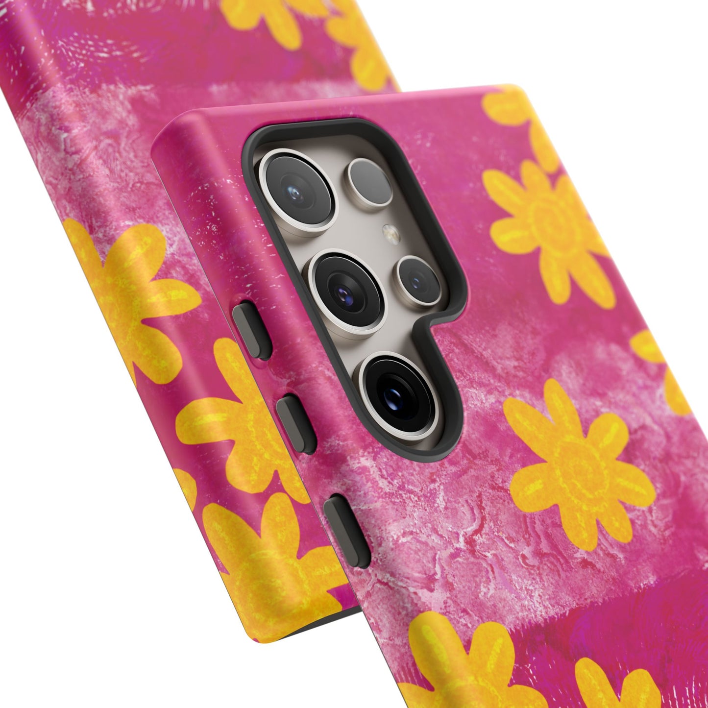 Yellow Flowers on Raspberry Phone Case| Tough Case
