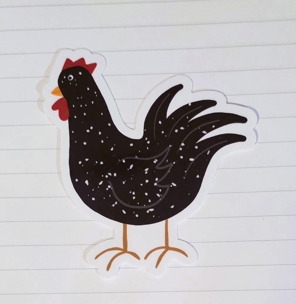 Sticker, Chickens, Choose Brown or Black Speckled, Vinyl, Die-Cut, 3 Inch