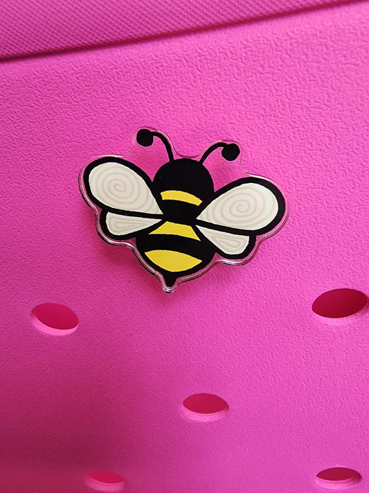 Bag Charm, Acrylic Bee with Bog Bag Type Backing, 2 Inches