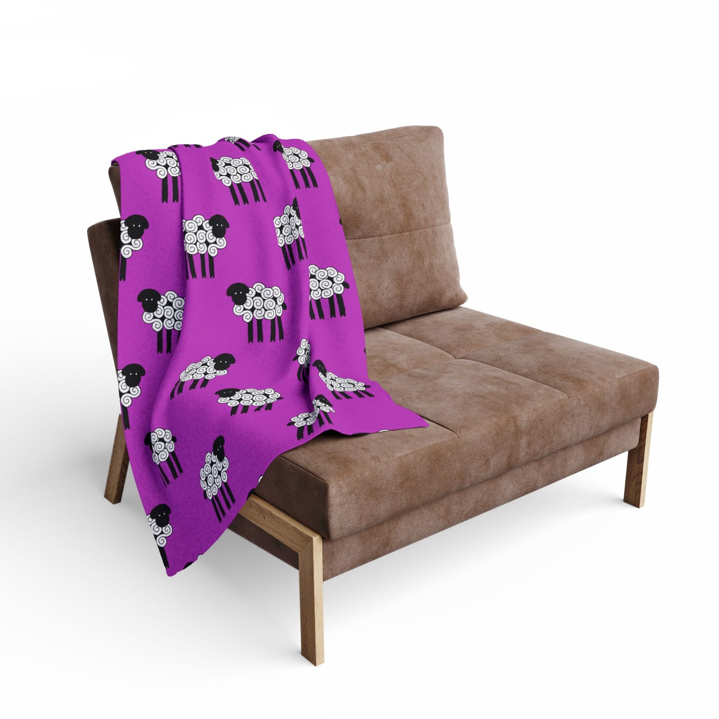 Blanket Fleece With Charming Sheep Design on Hot Pink Background, 2 Sizes, Blanket or Throw