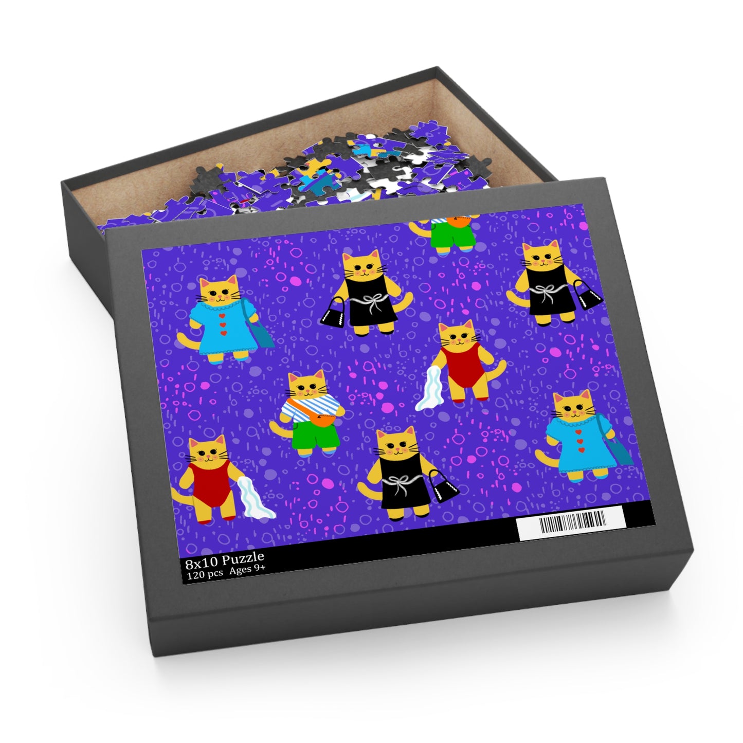 Whimsical Cat Puzzle for Cat Lovers, Fun Gift for Kids & Adults, 120, 252, 500-Piece, Home Decor, Cat Themed Gift, Puzzle Night
