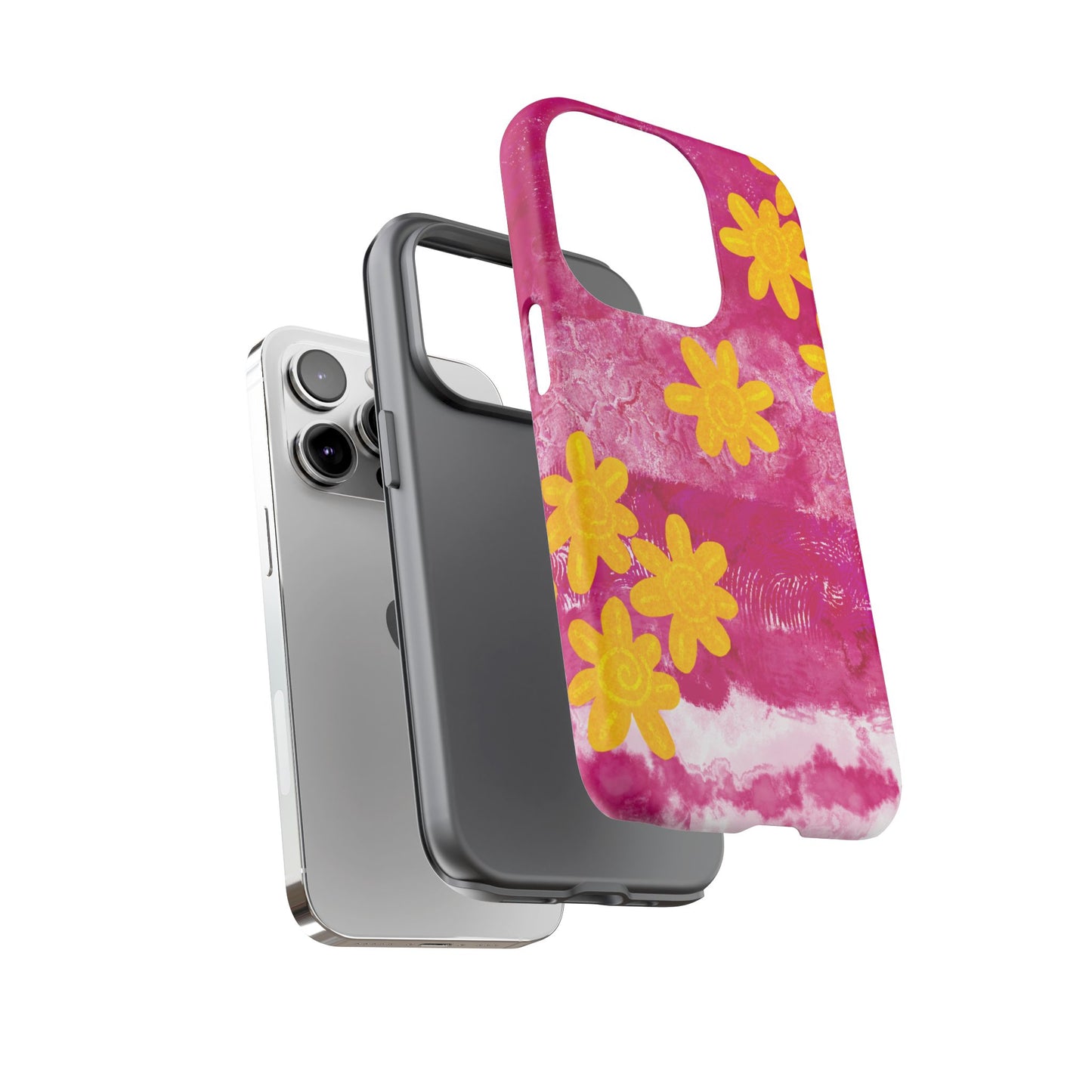 Yellow Flowers on Raspberry Phone Case| Tough Case
