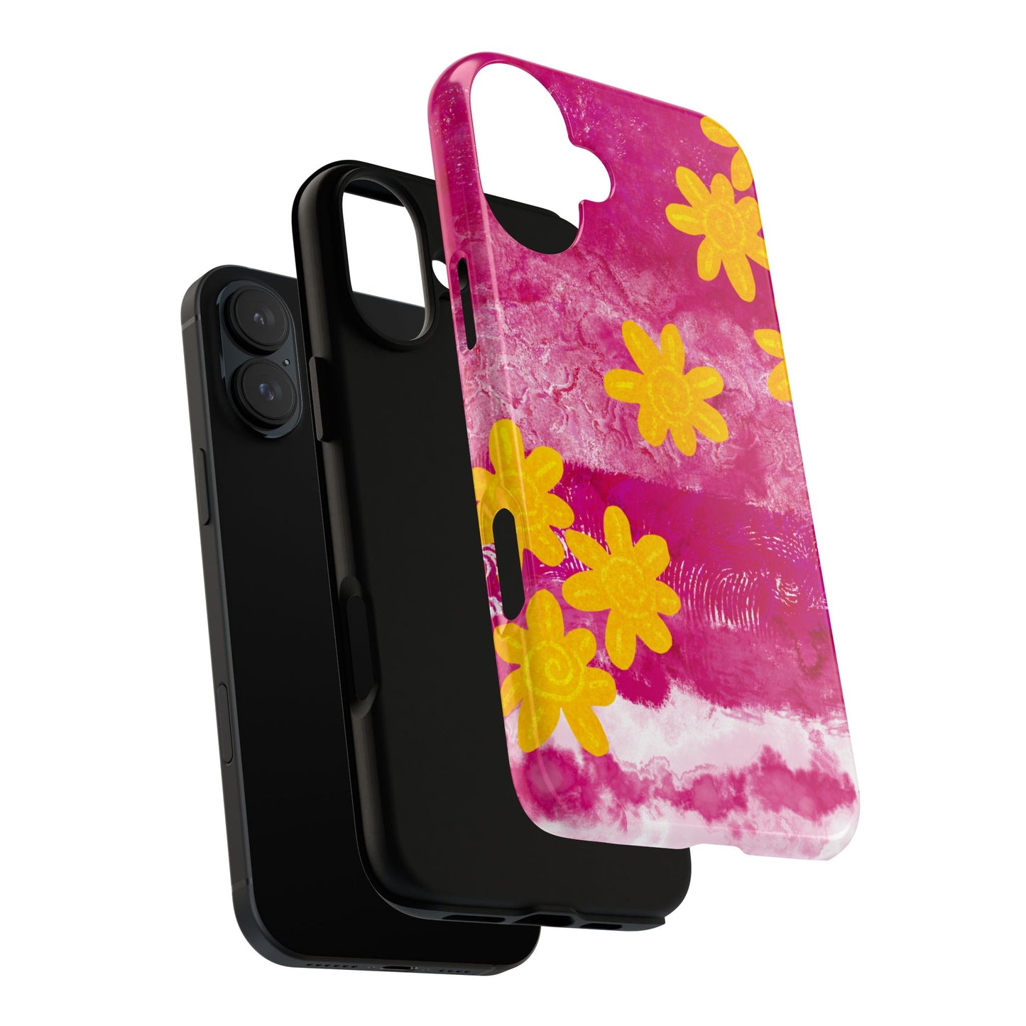 Yellow Flowers on Raspberry Phone Case| Tough Case