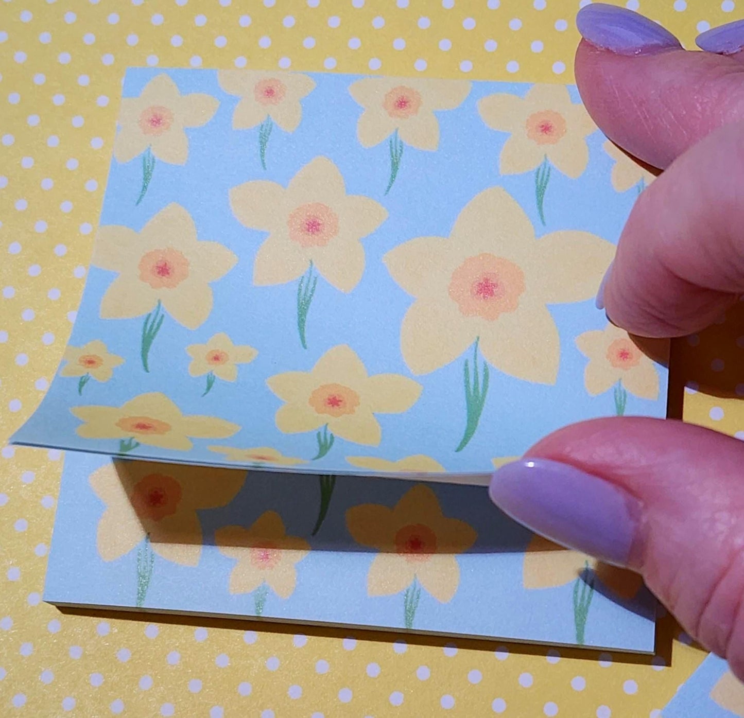 Sticky Notes, 3 Inch Square, Daffodil Design, 50 Sheets