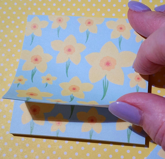 Sticky Notes, 3 Inch Square, Daffodil Design, 50 Sheets