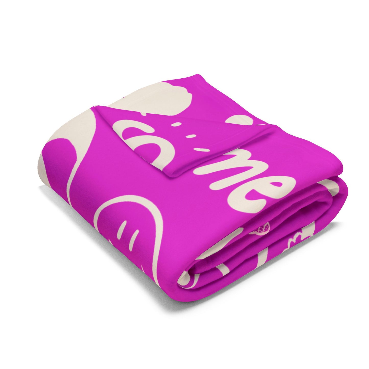 Blanket Fleece With Charming Beach Design on Hot Pink Background, 2 Sizes, Blanket or Throw
