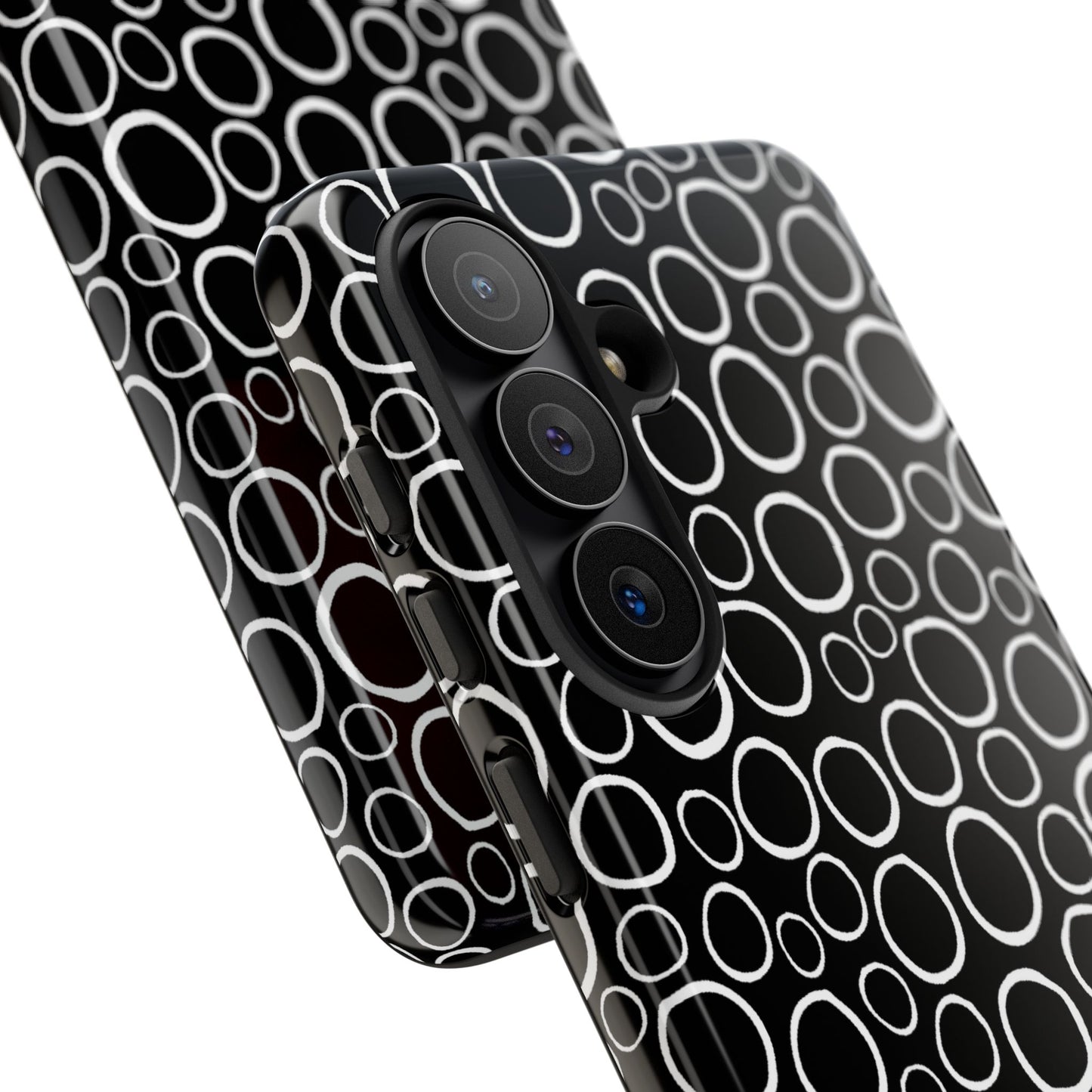 Phone Case, B & W Bubbly Circles Design, Tough Phone Case