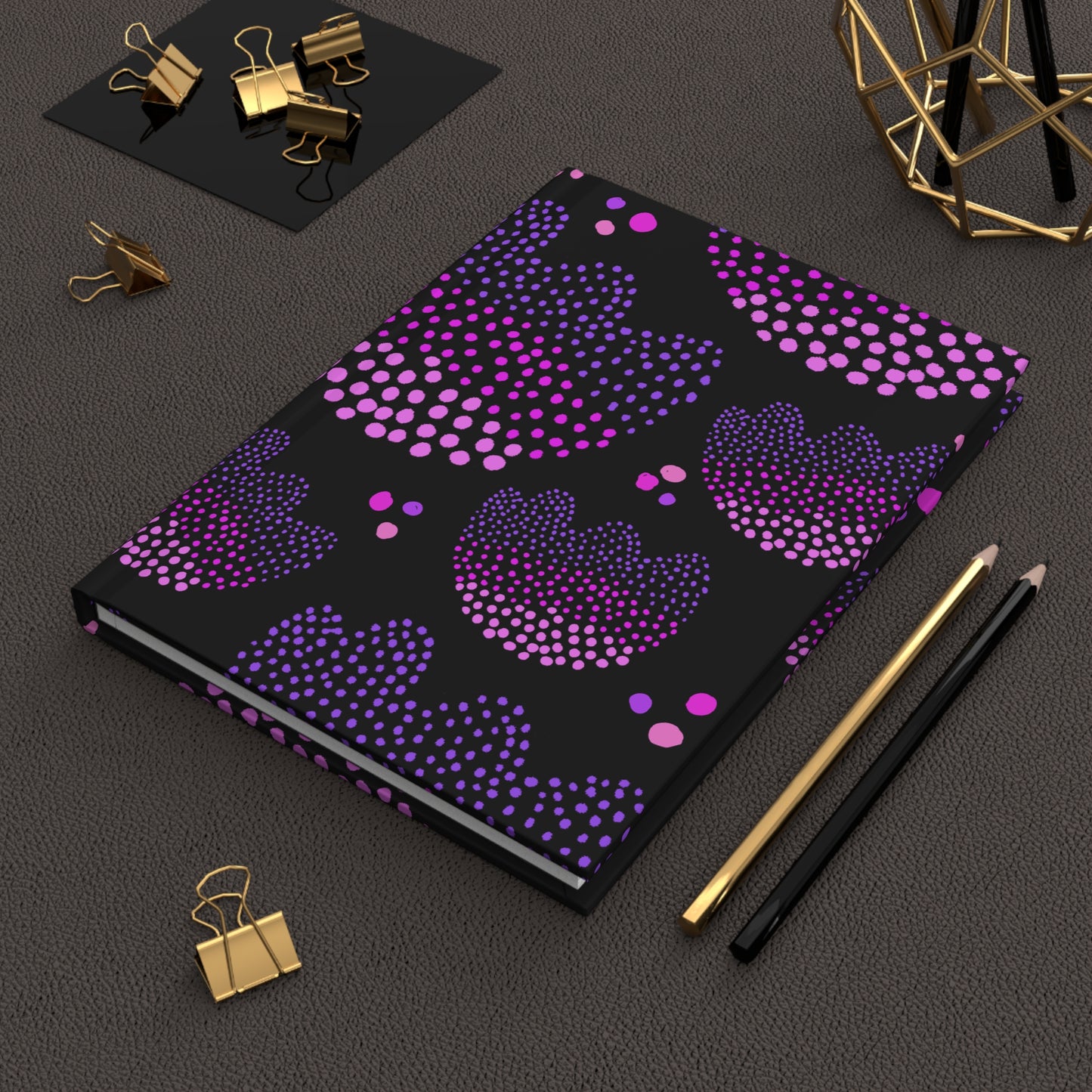 Journal, Hard Cover, Purple Dot Floral Design