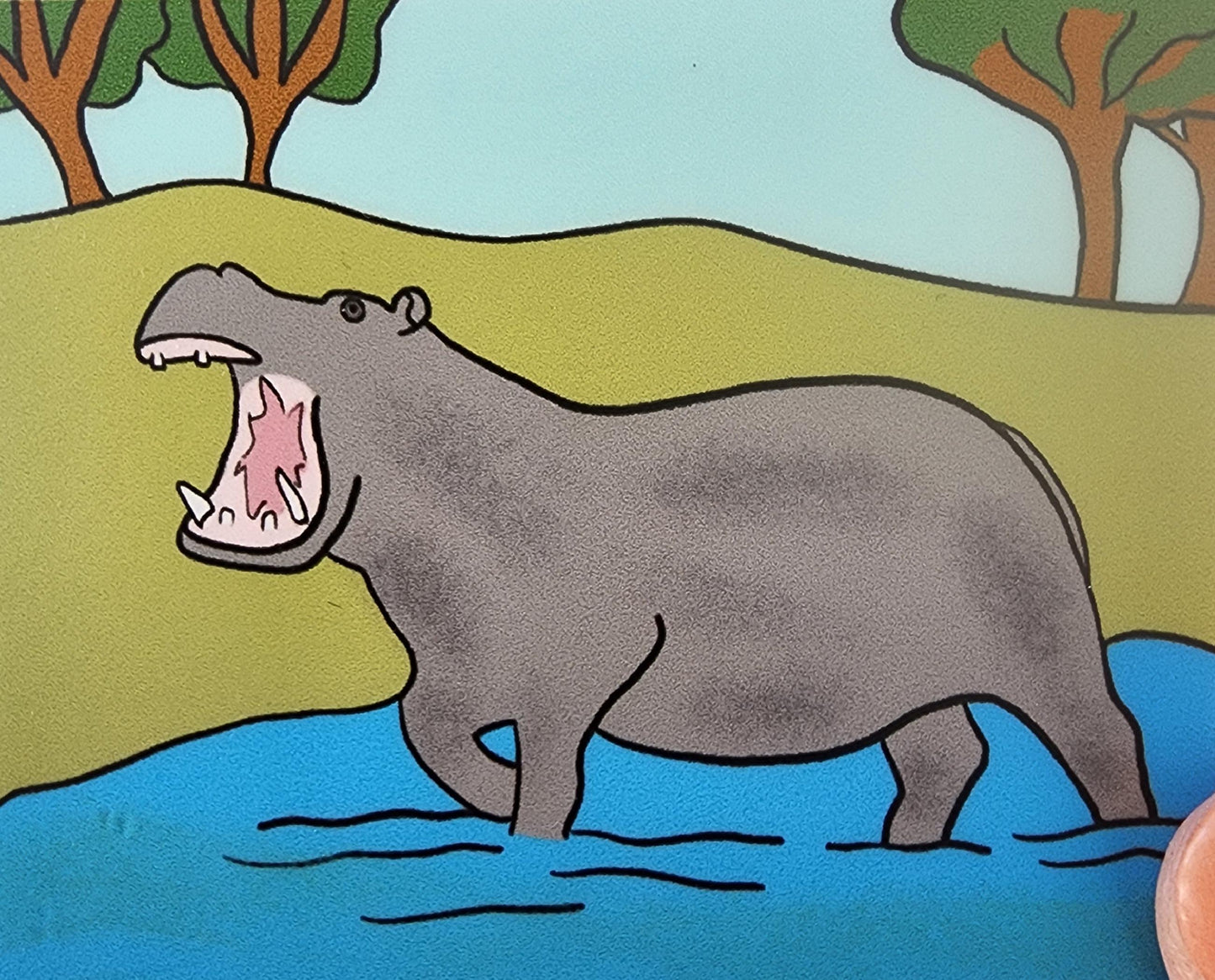 Sticker, Hippo in Water, Vinyl, Rectangle, 3 x 2.5 Inches