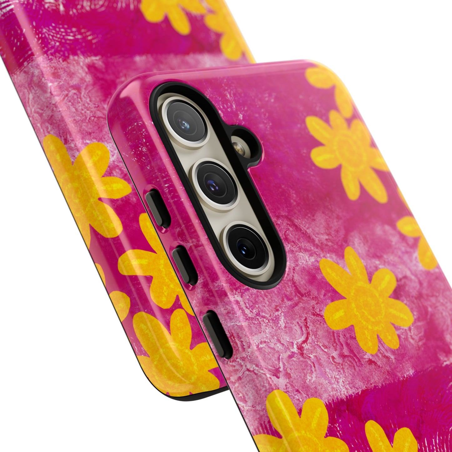 Yellow Flowers on Raspberry Phone Case| Tough Case