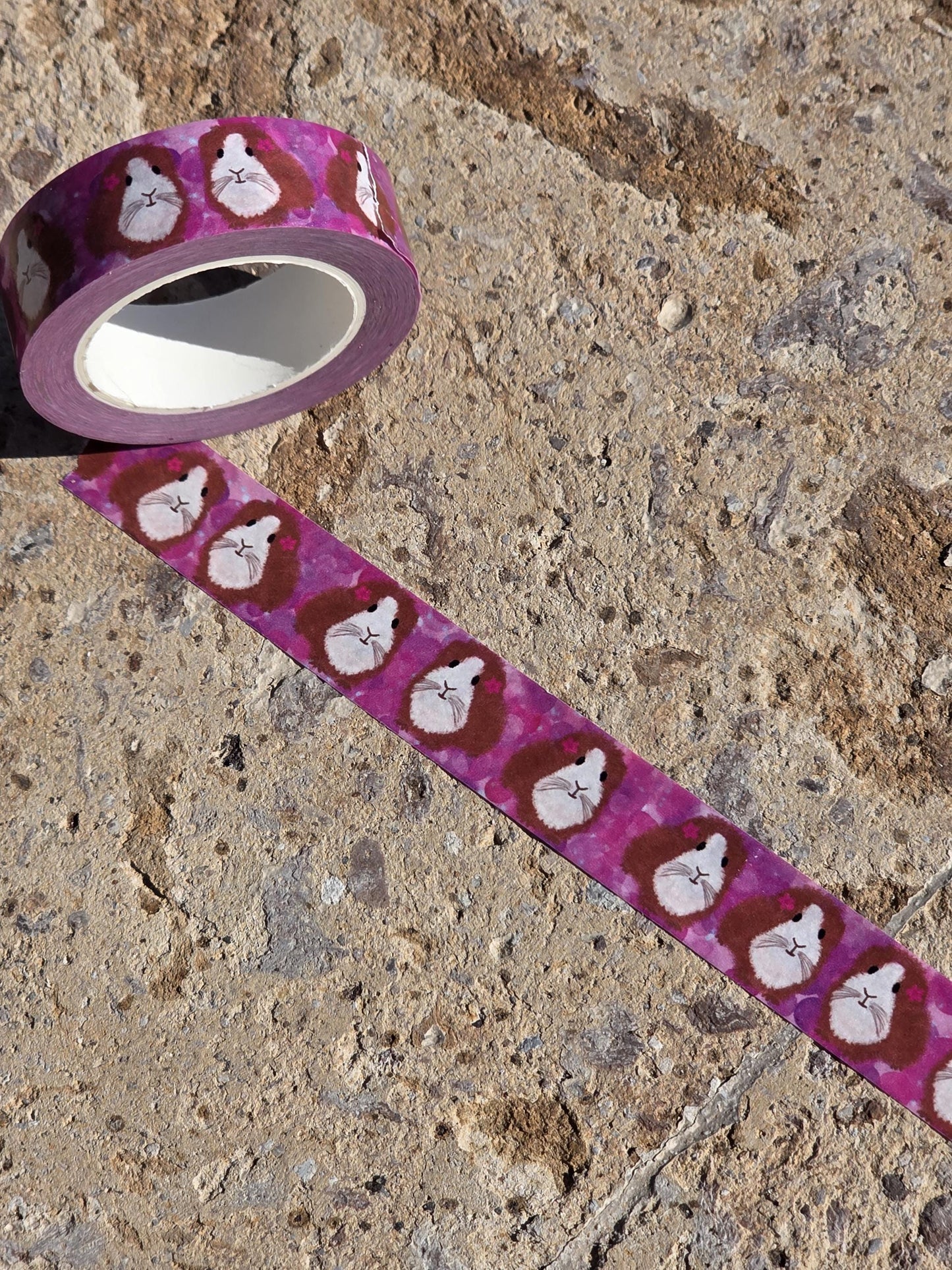 Washi Tape, Guinea Pig Design on Pink, 1.5 Centimeters x 10 Centimeters