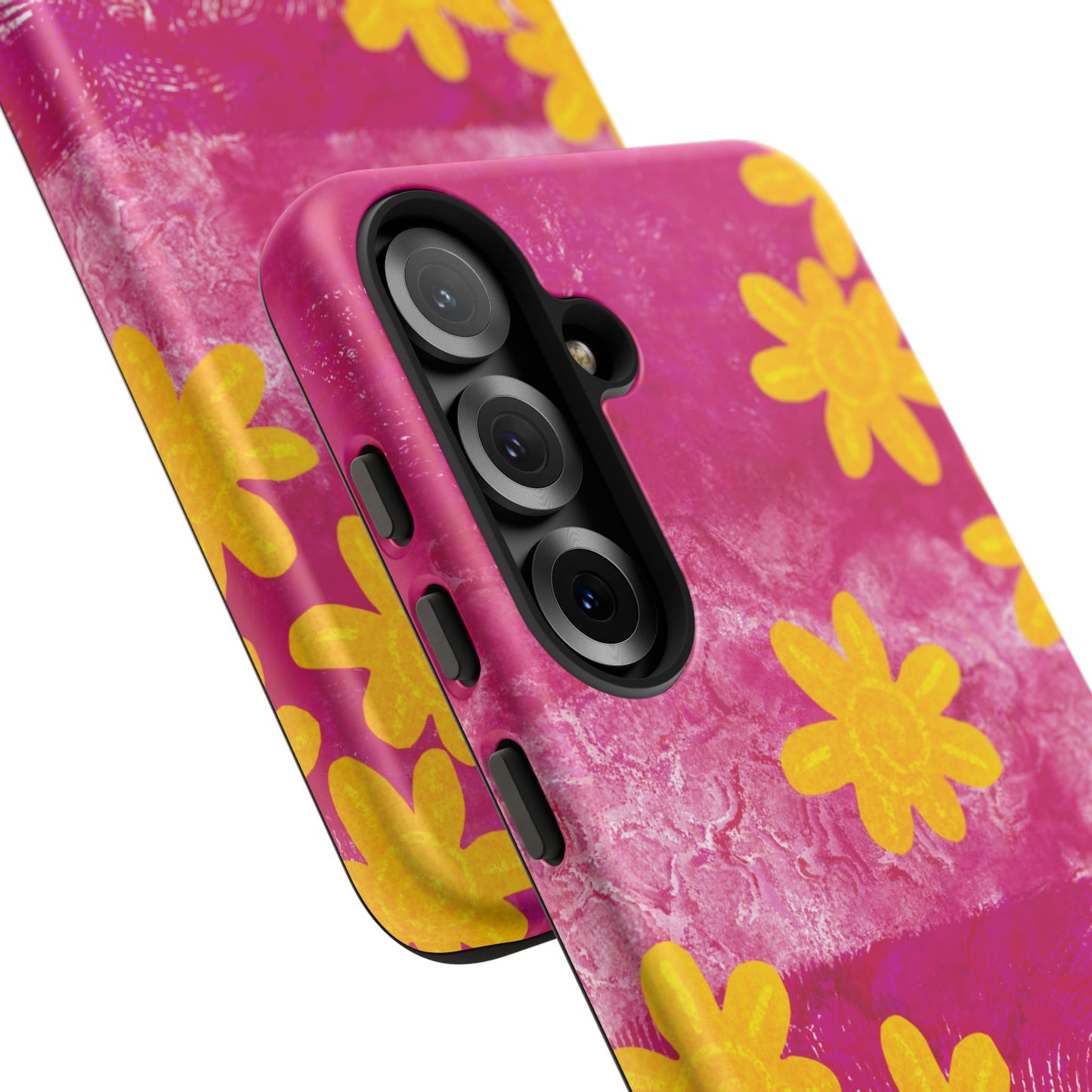 Yellow Flowers on Raspberry Phone Case| Tough Case