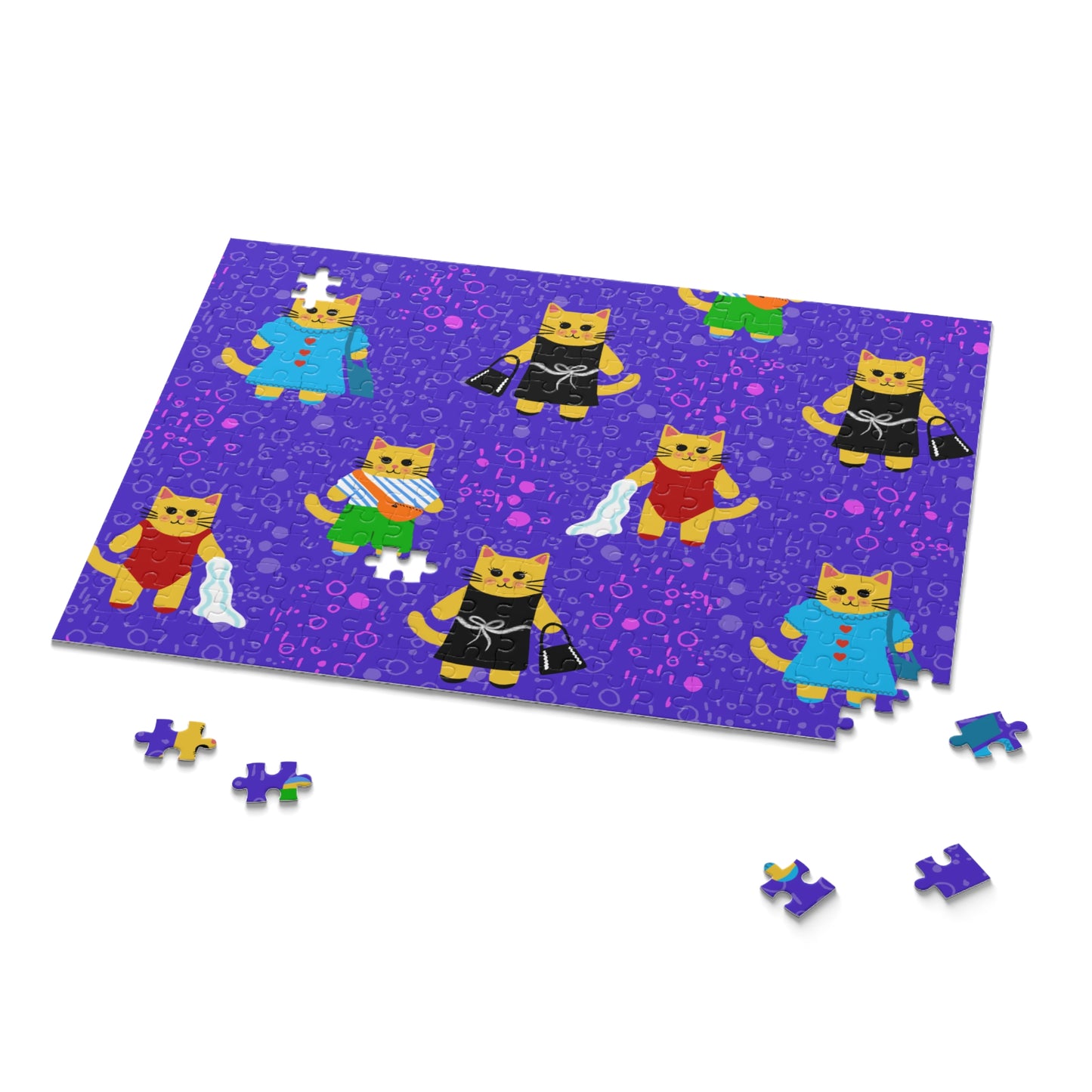 Whimsical Cat Puzzle for Cat Lovers, Fun Gift for Kids & Adults, 120, 252, 500-Piece, Home Decor, Cat Themed Gift, Puzzle Night