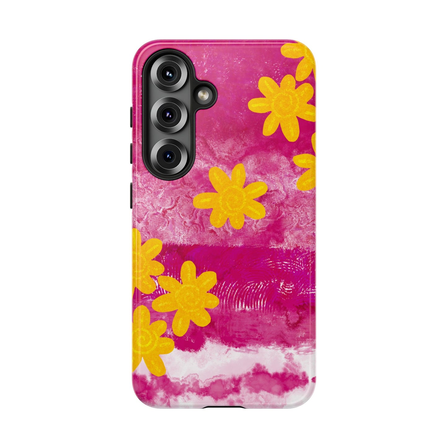 Yellow Flowers on Raspberry Phone Case| Tough Case