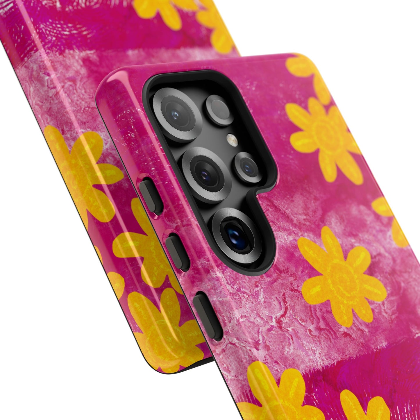 Yellow Flowers on Raspberry Phone Case| Tough Case