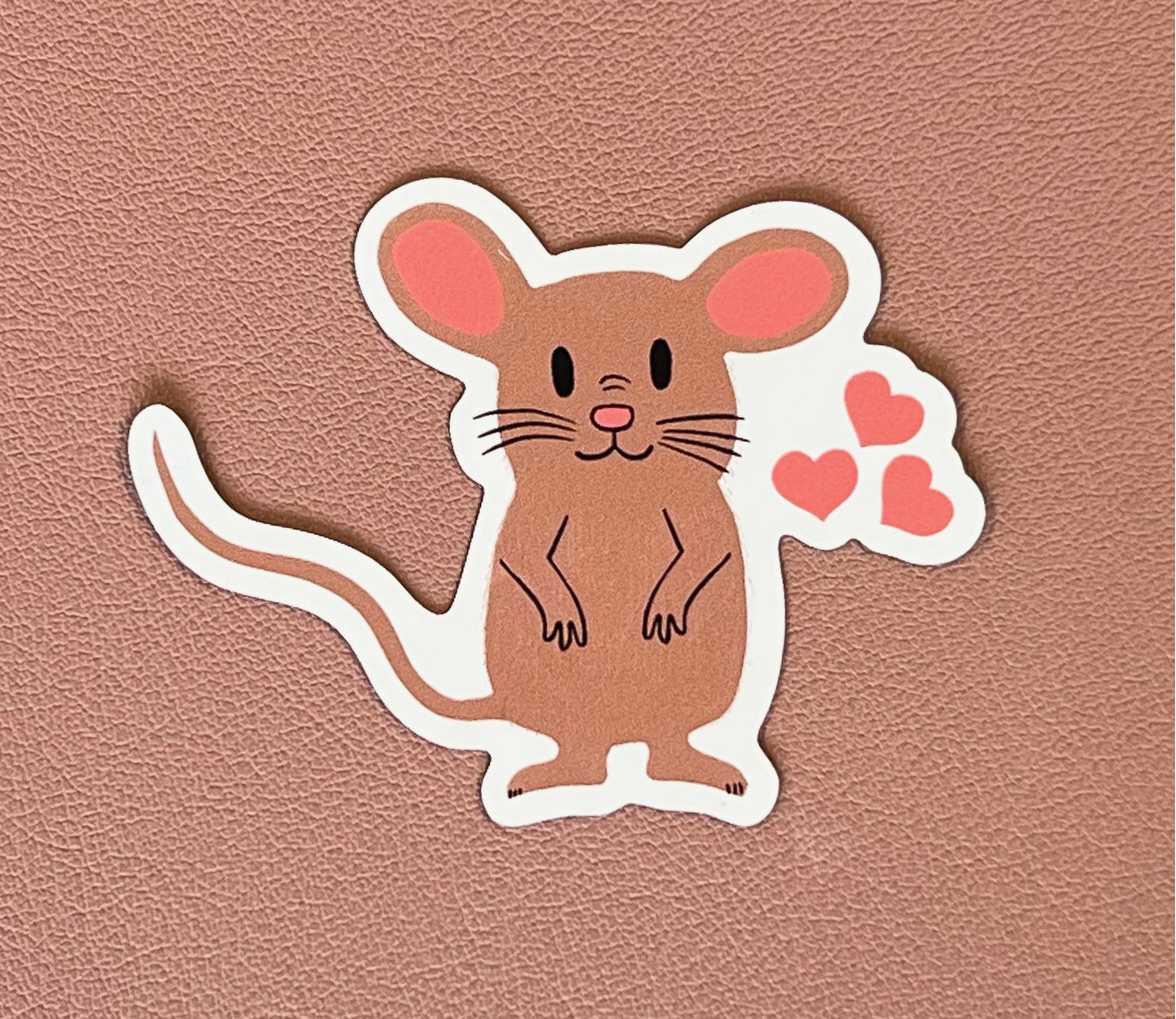 Magnet, Mocha Mouse With Hearts, Die-Cut, 3 Inch