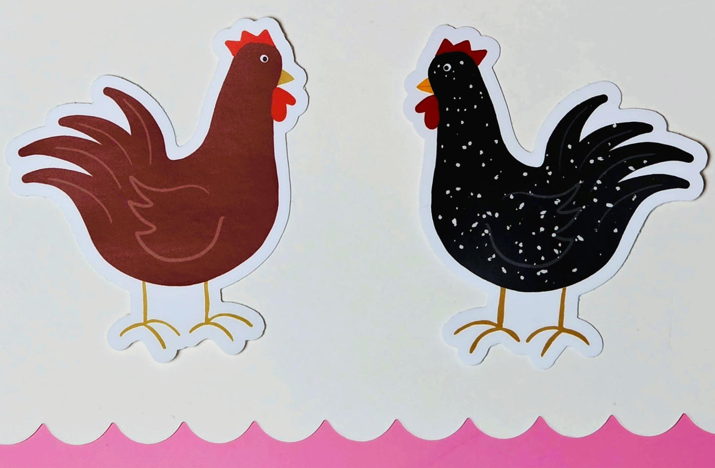 Sticker, Chickens, Choose Brown or Black Speckled, Vinyl, Die-Cut, 3 Inch