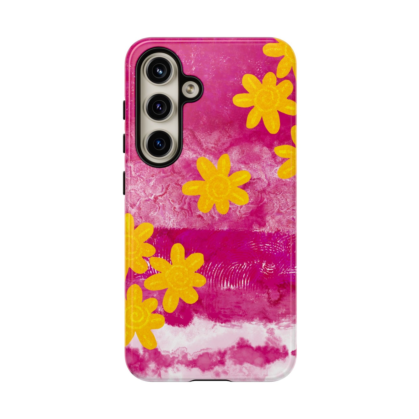 Yellow Flowers on Raspberry Phone Case| Tough Case