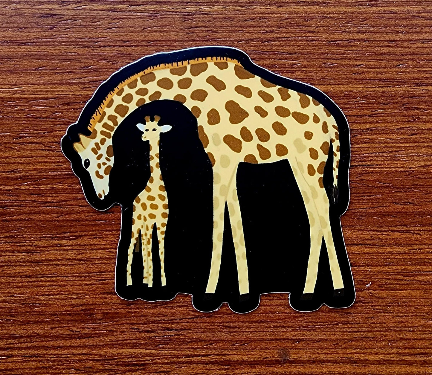 Sticker, Giraffe Mother and Baby Design, Vinyl, Die-Cut, 3 Inches