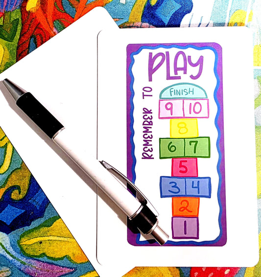 Hopscotch Themed Post Card, Message "Remember to Play", 4 x 6 Art Print