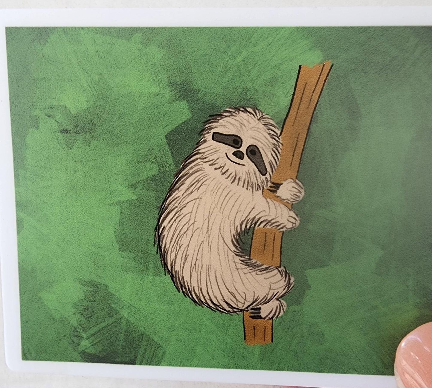 Sticker, Sloth Hanging, 2 Sticker Choices - Die-Cut or Rectangle, Vinyl, 3" or 3" x 2.5"