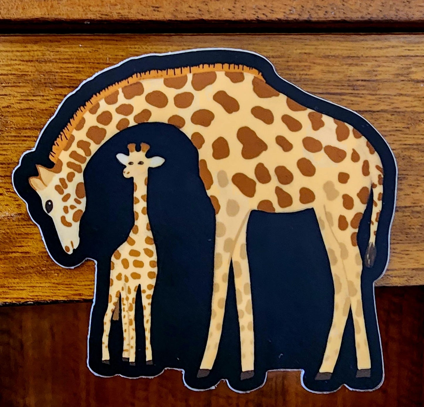 Sticker, Giraffe Mother and Baby Design, Vinyl, Die-Cut, 3 Inches