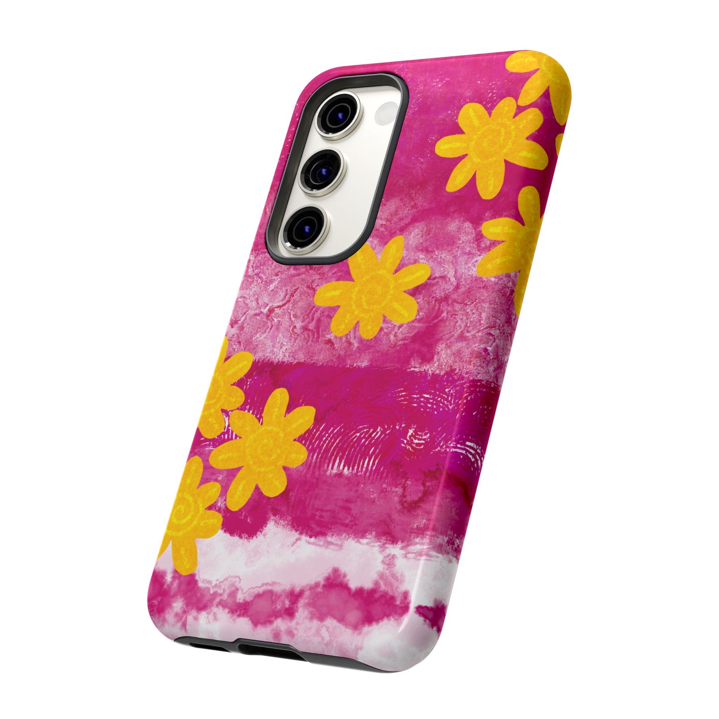 Yellow Flowers on Raspberry Phone Case| Tough Case