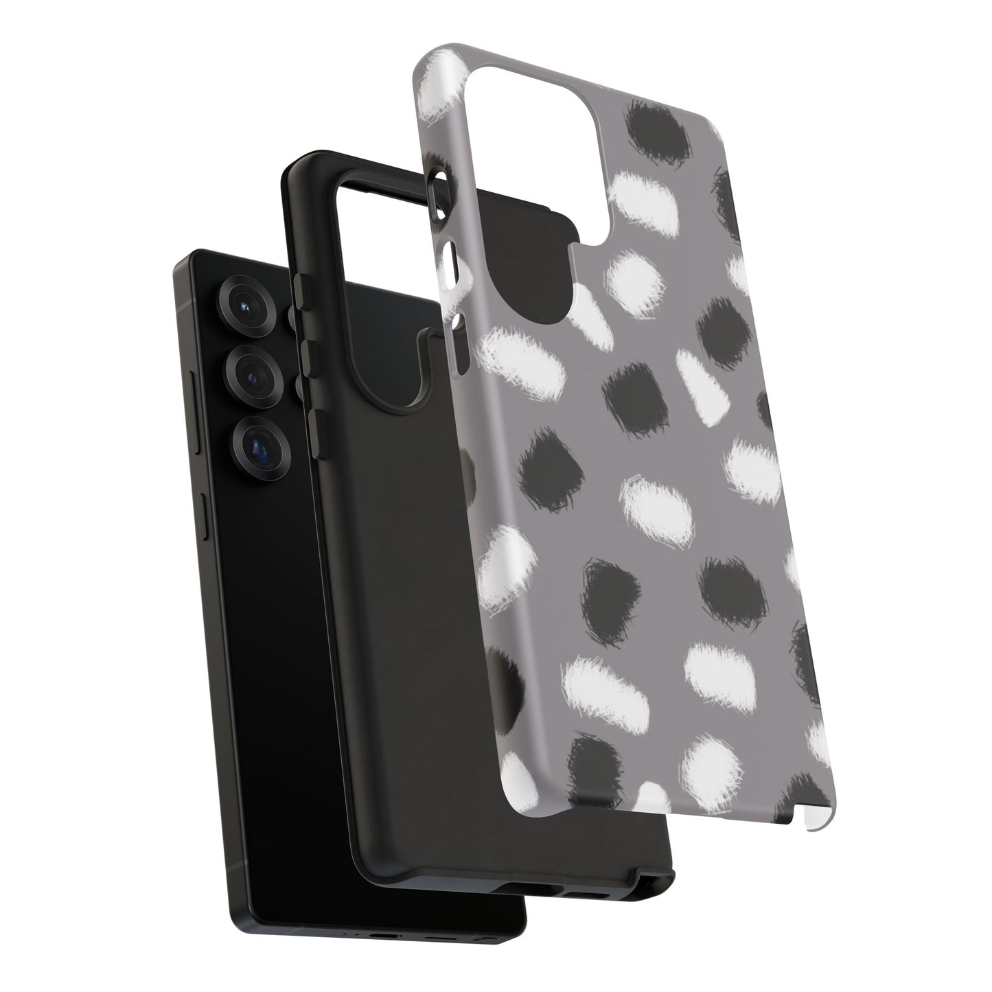 Phone Case, B & W Splotches Artistic Design, Tough Phone Case