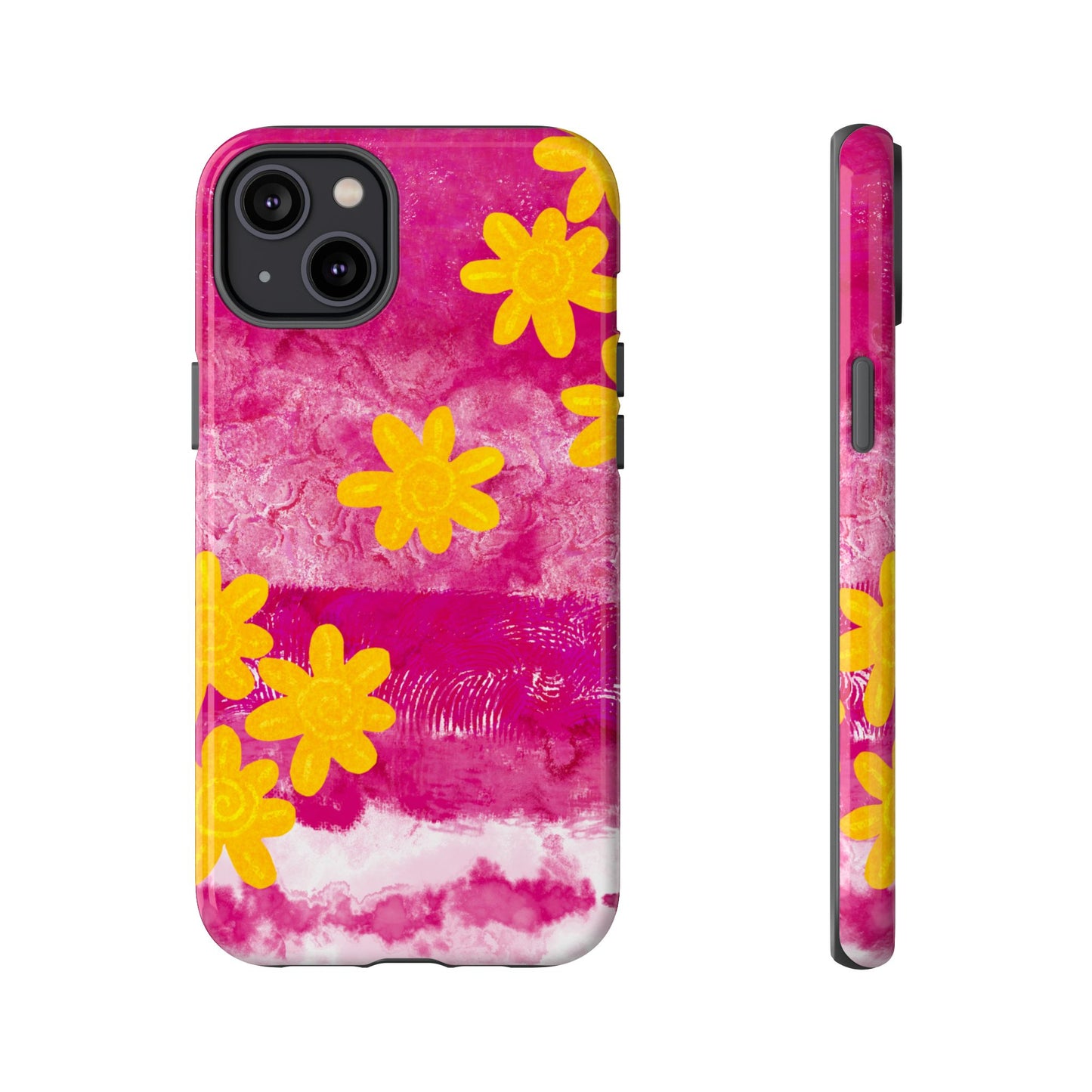 Yellow Flowers on Raspberry Phone Case| Tough Case