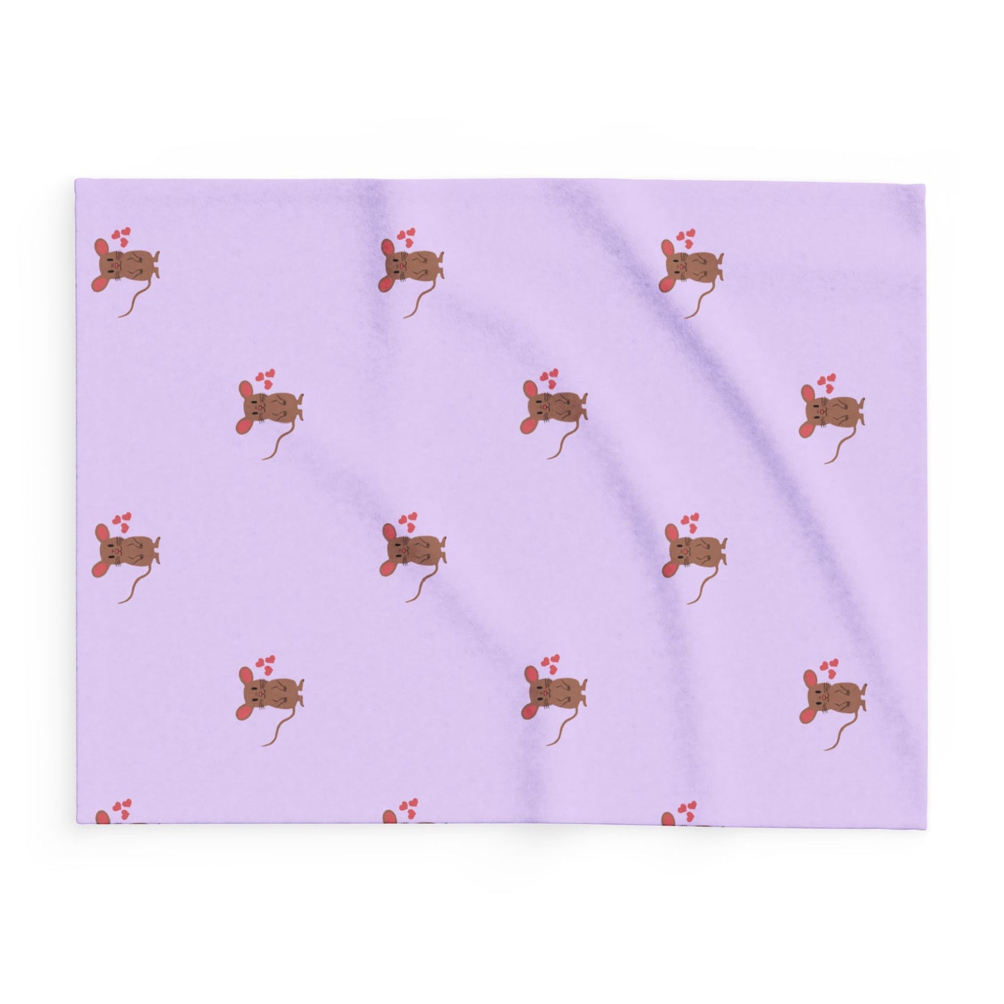 Blanket Fleece With Charming Mocha Mouse Design, 2 Sizes, Blanket or Throw