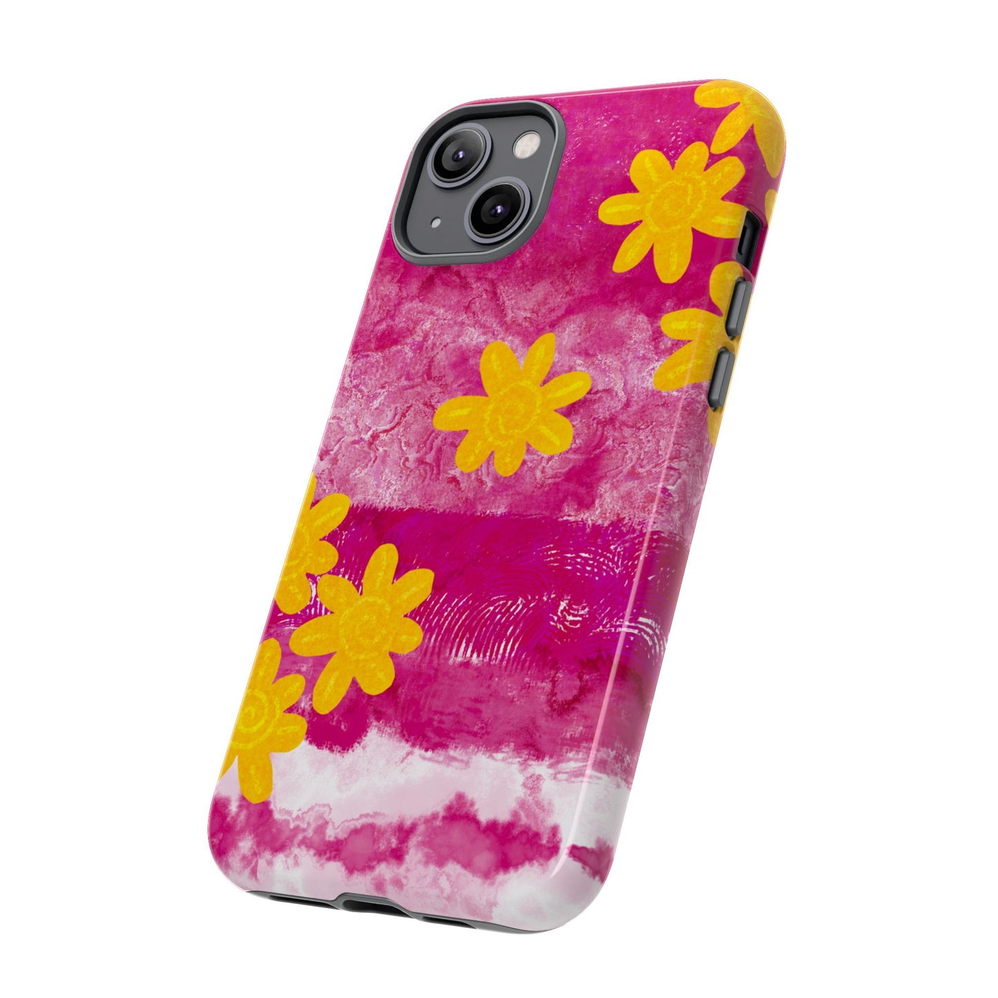 Yellow Flowers on Raspberry Phone Case| Tough Case